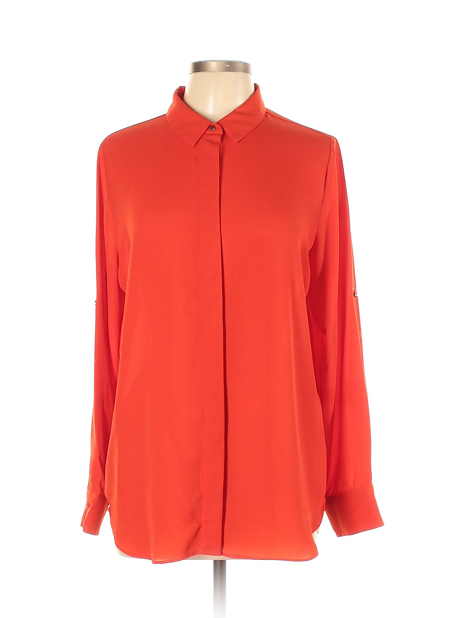 Mossimo Women Orange Long Sleeve Blouse L | eBay