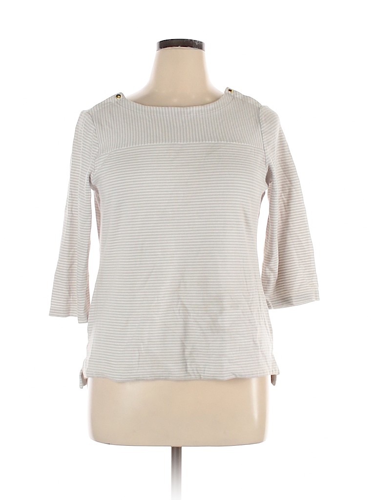 Croft & Barrow Stripes White 3/4 Sleeve Top Size XL - 50% off | thredUP