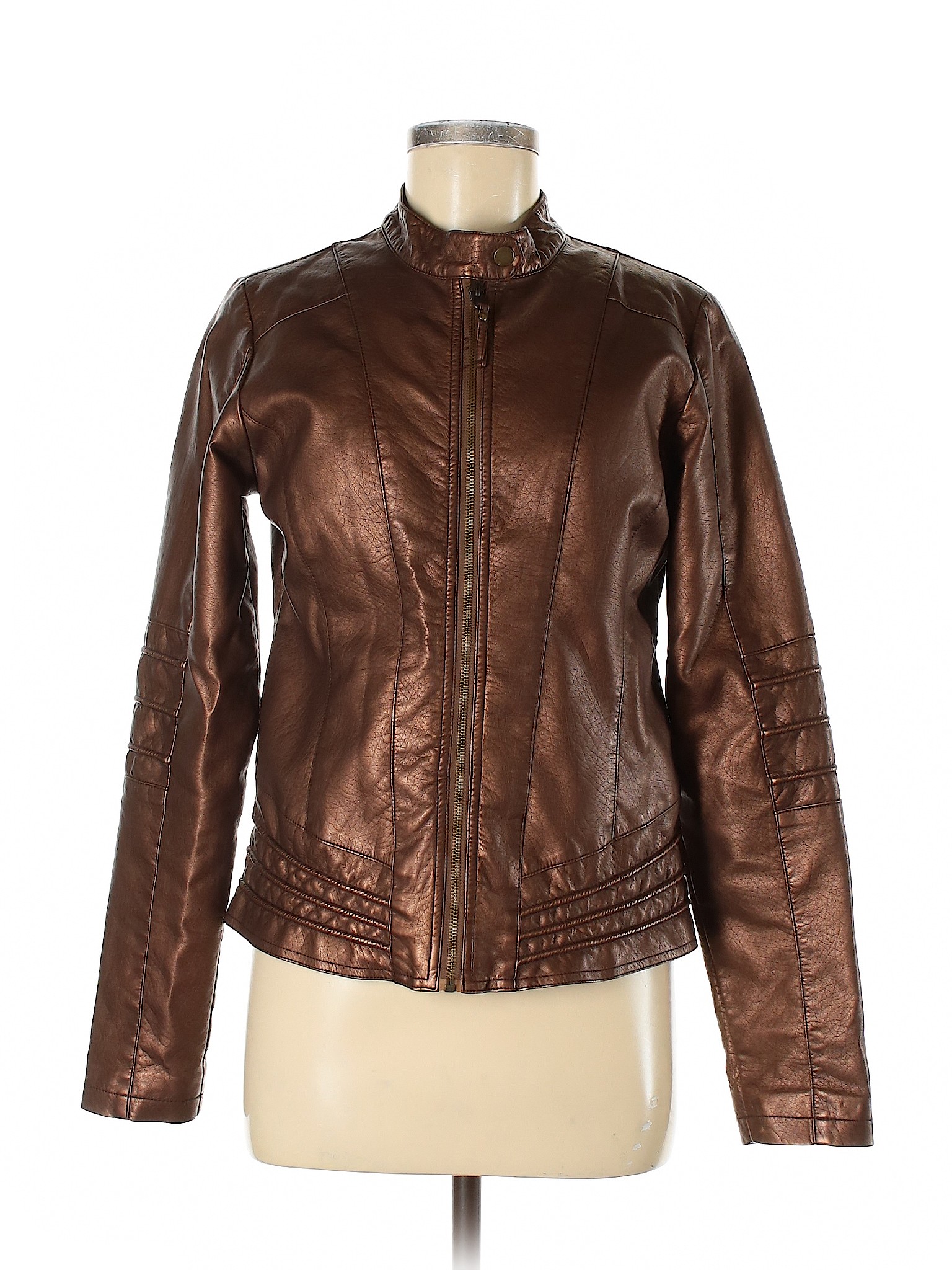 Maurices Women Brown Faux Leather Jacket M | eBay