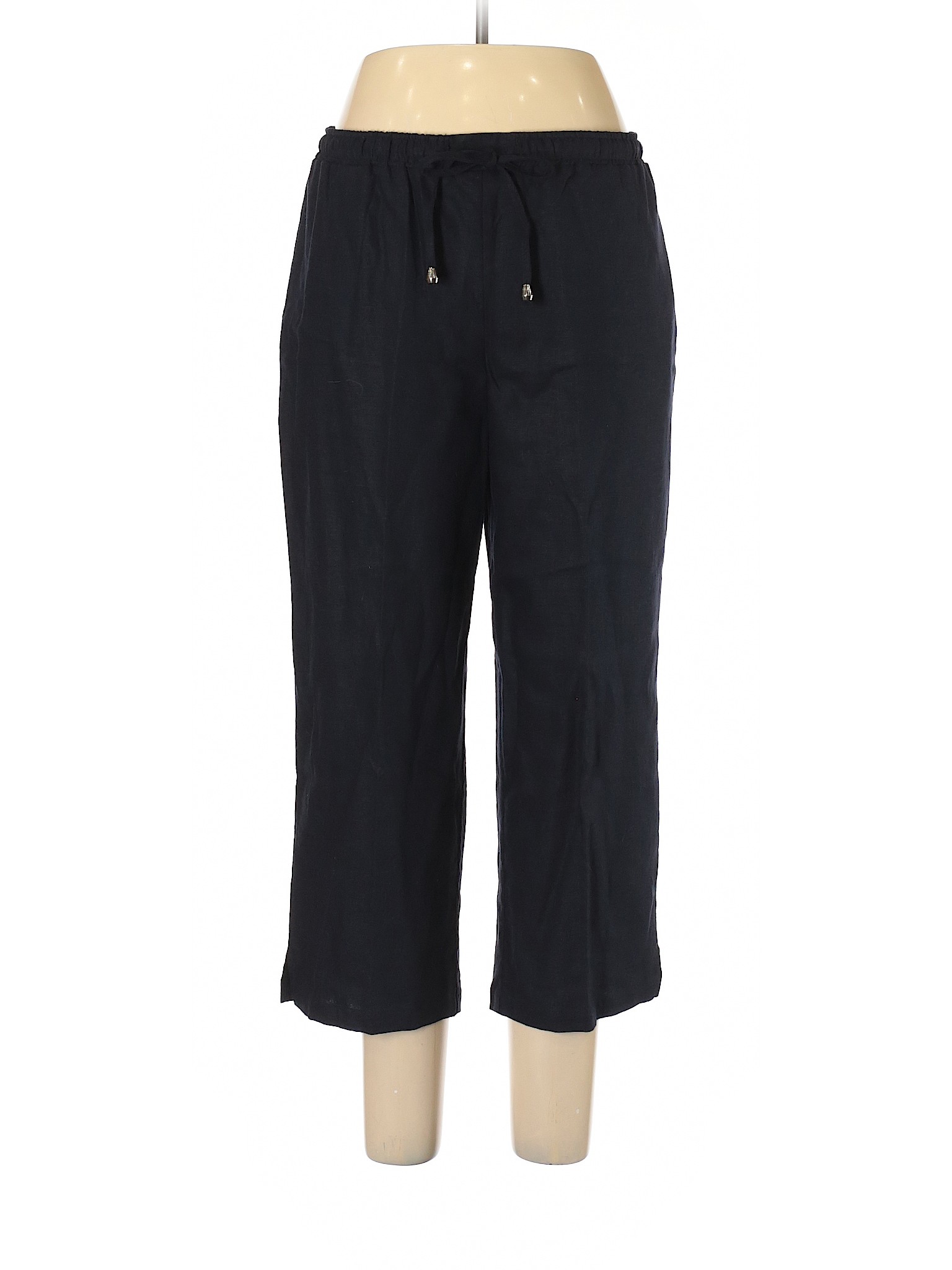 Sag Harbor Black Blue Linen Pants Size L (Petite) - 66% off | thredUP