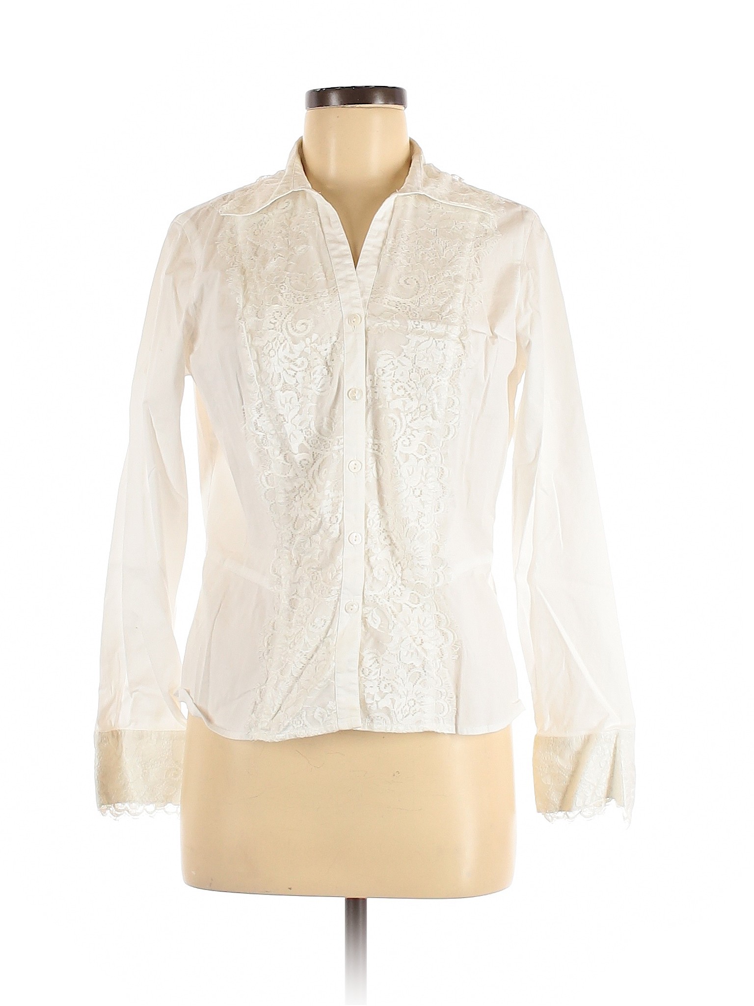 Coldwater Creek Women Ivory Long Sleeve Button-Down Shirt M | eBay