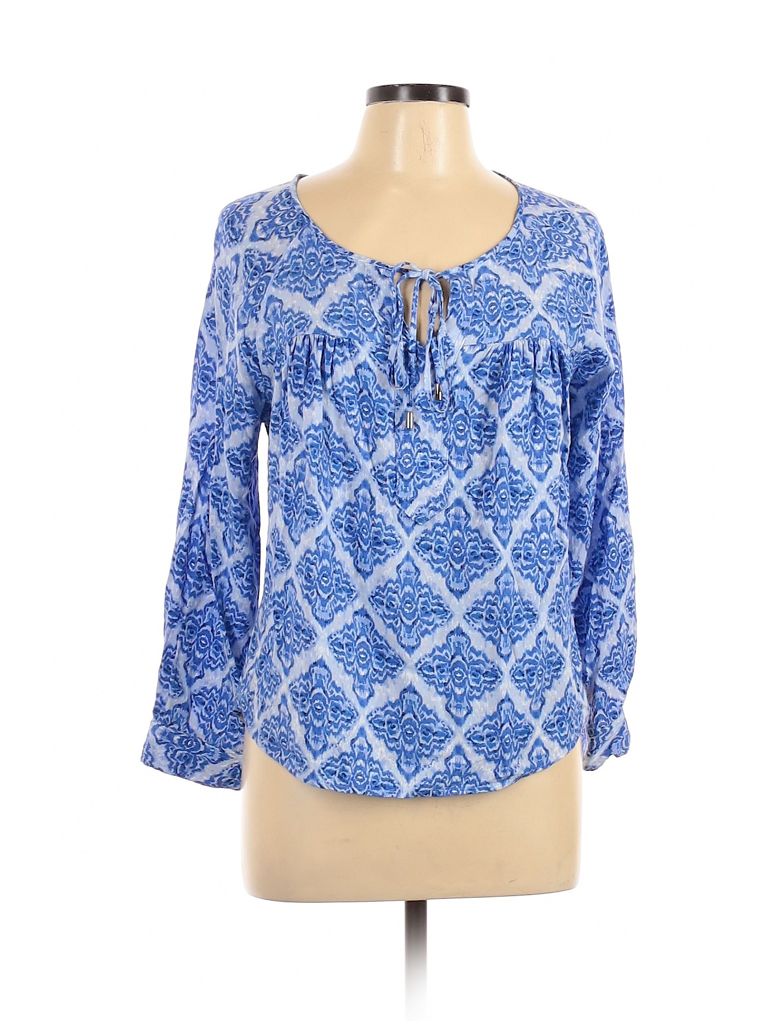 Cynthia Rowley TJX Women Blue Long Sleeve Blouse L | eBay