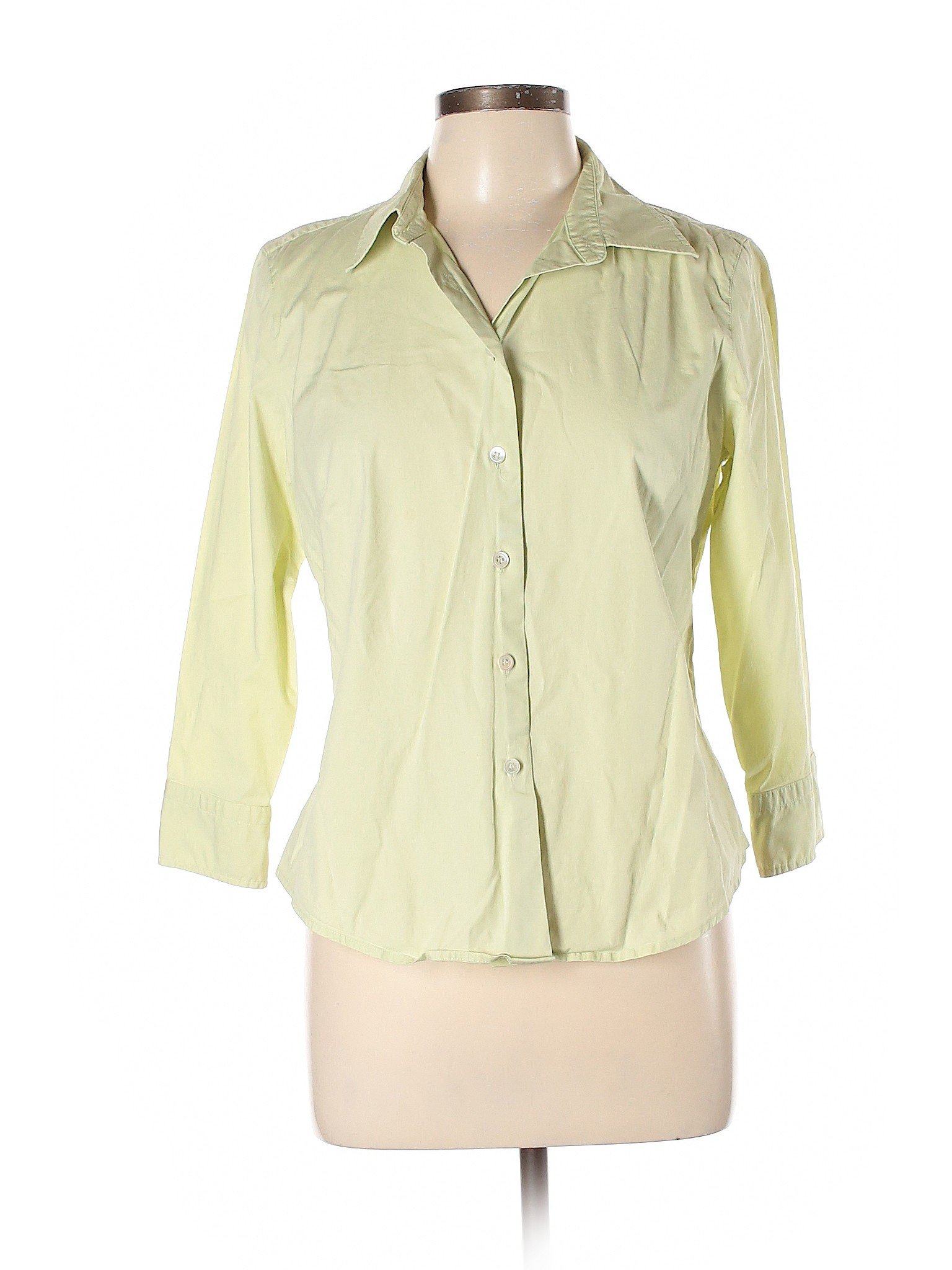 J.Crew Women Green 3/4 Sleeve Button-Down Shirt L | eBay
