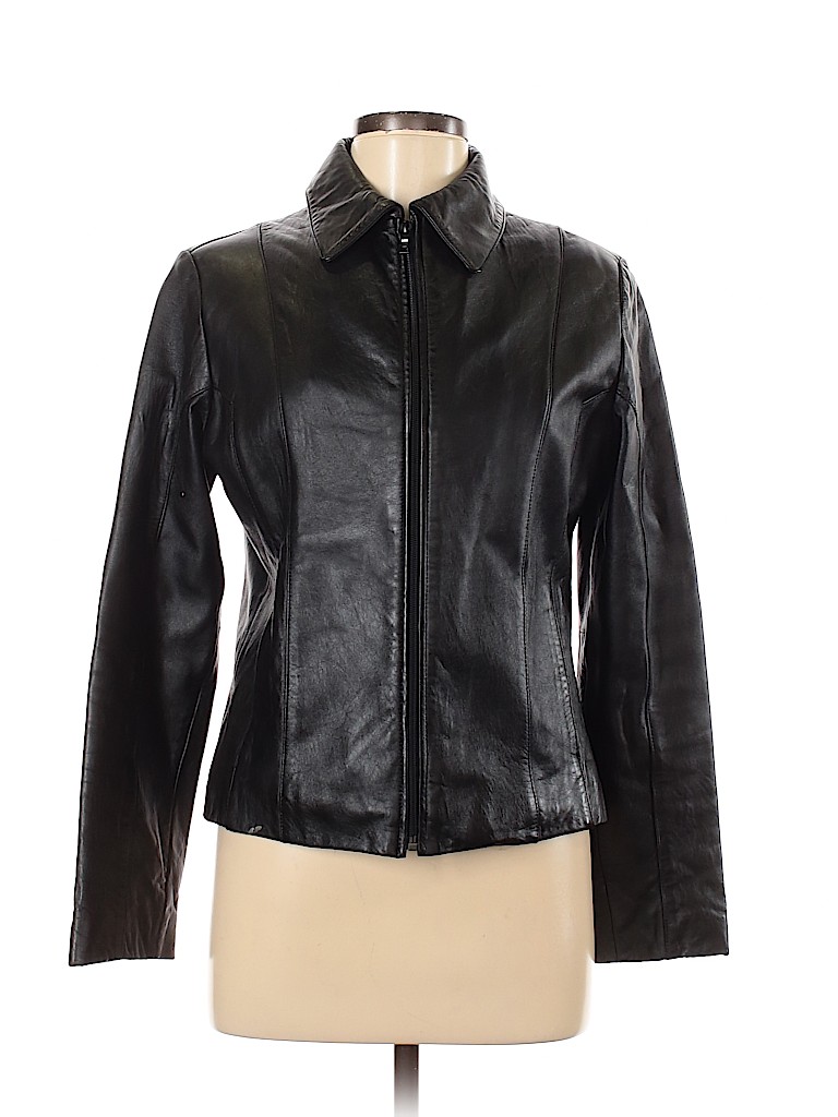 Jones New York 100% Leather Black Leather Jacket Size M - photo 1