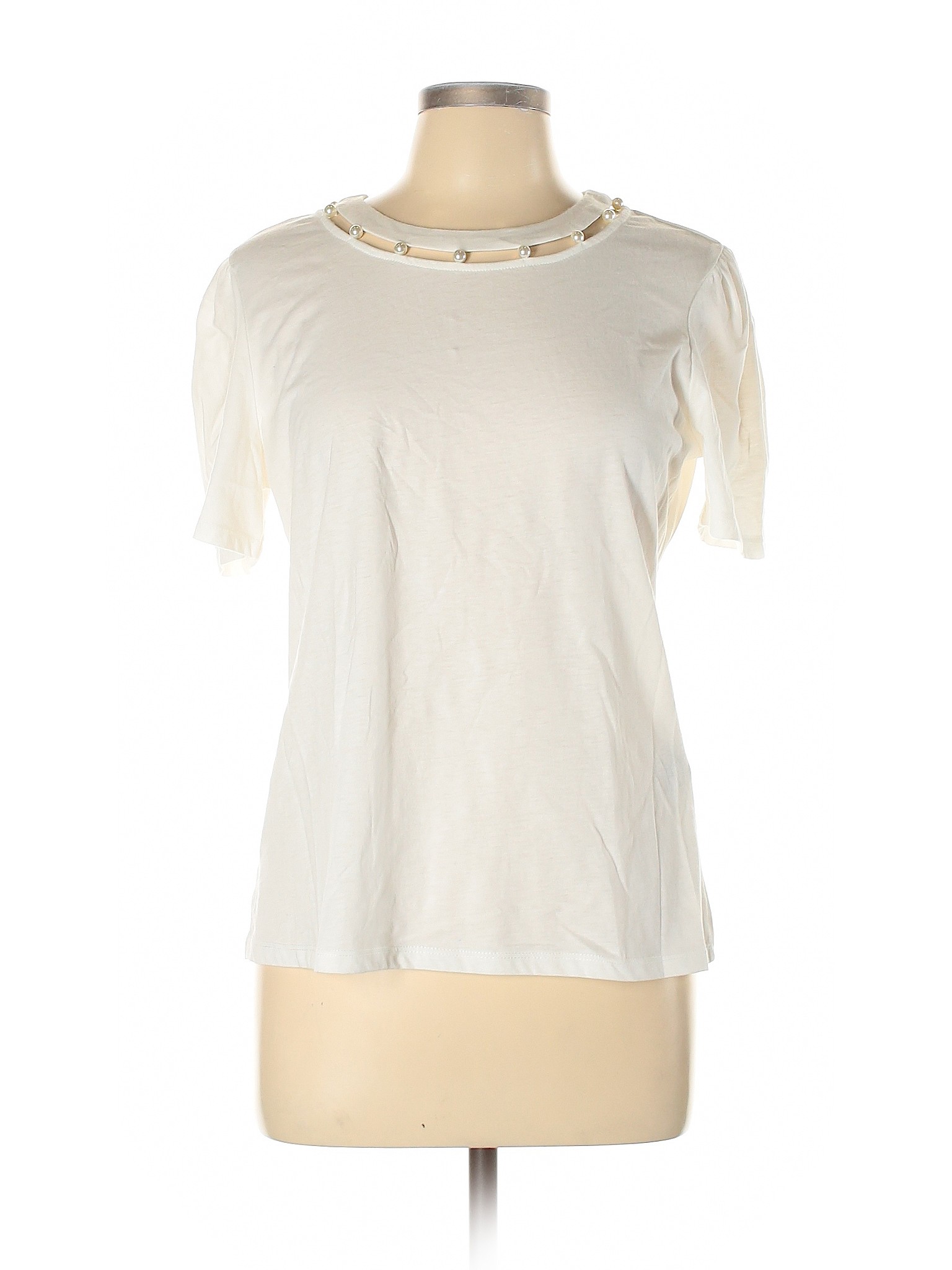 NANETTE Nanette Lepore Ivory White Short Sleeve Top Size L - 69% off ...