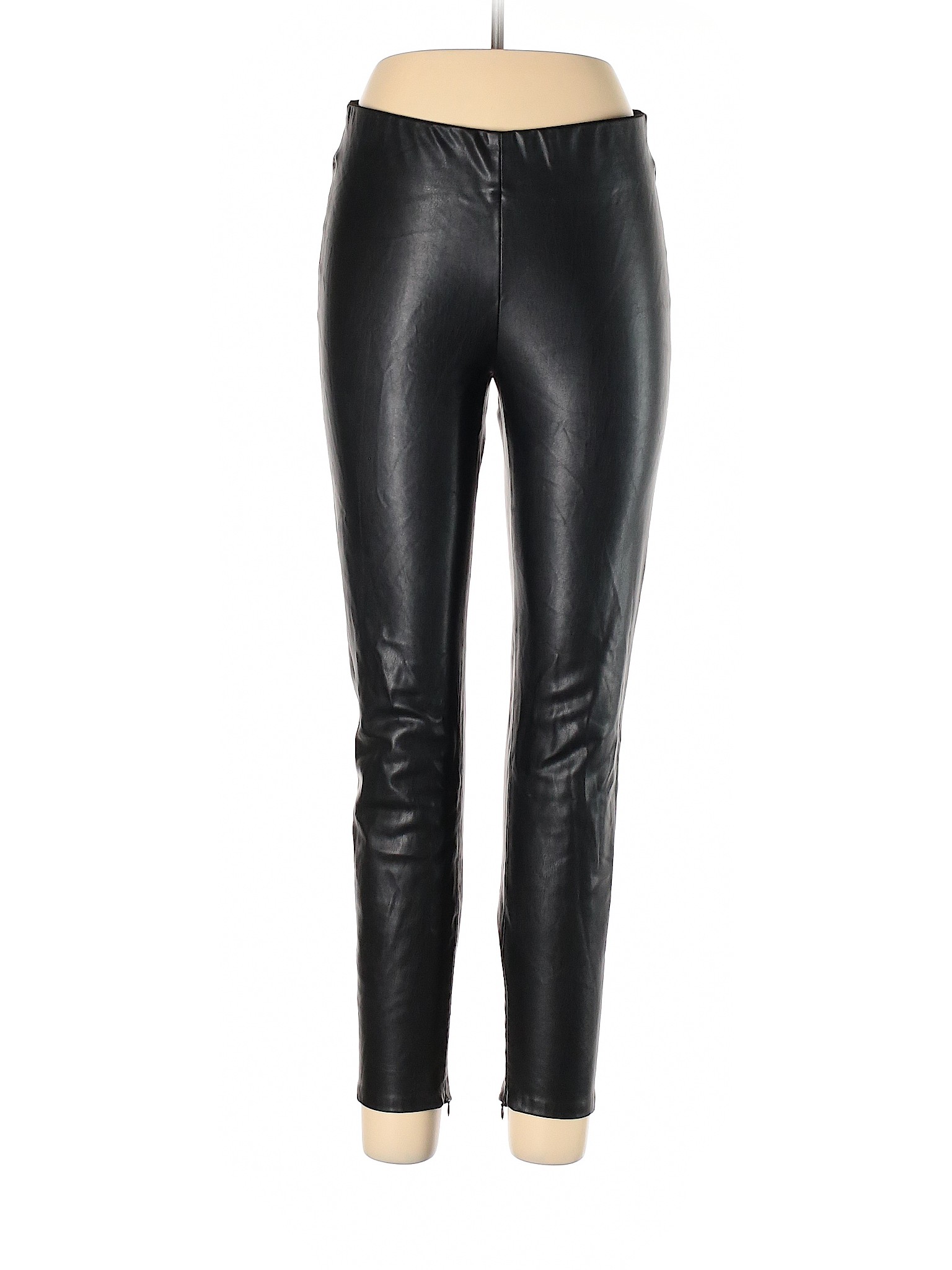 black faux leather pants womens