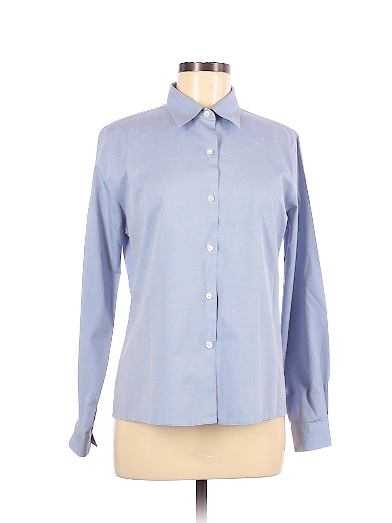 Travelsmith 100% Cotton Blue Long Sleeve Button-Down Shirt Size 10 - 87 ...