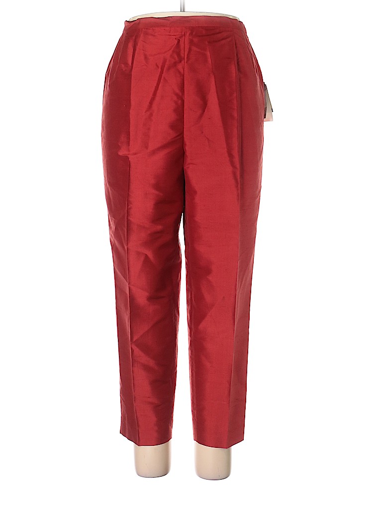 red silk pants