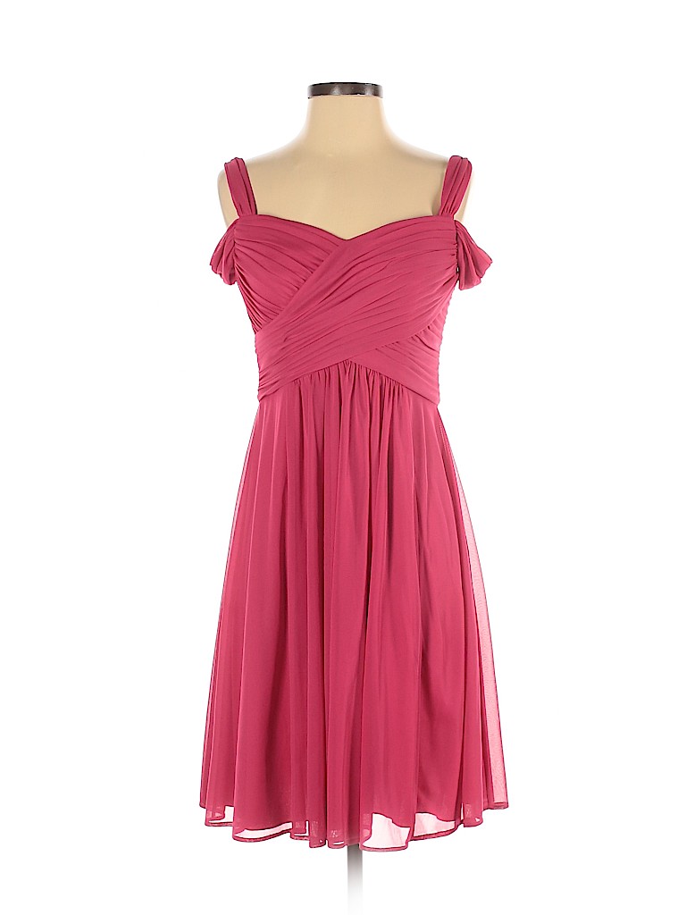 David's Bridal 100 Polyester Solid Pink Cocktail Dress Size 4 84