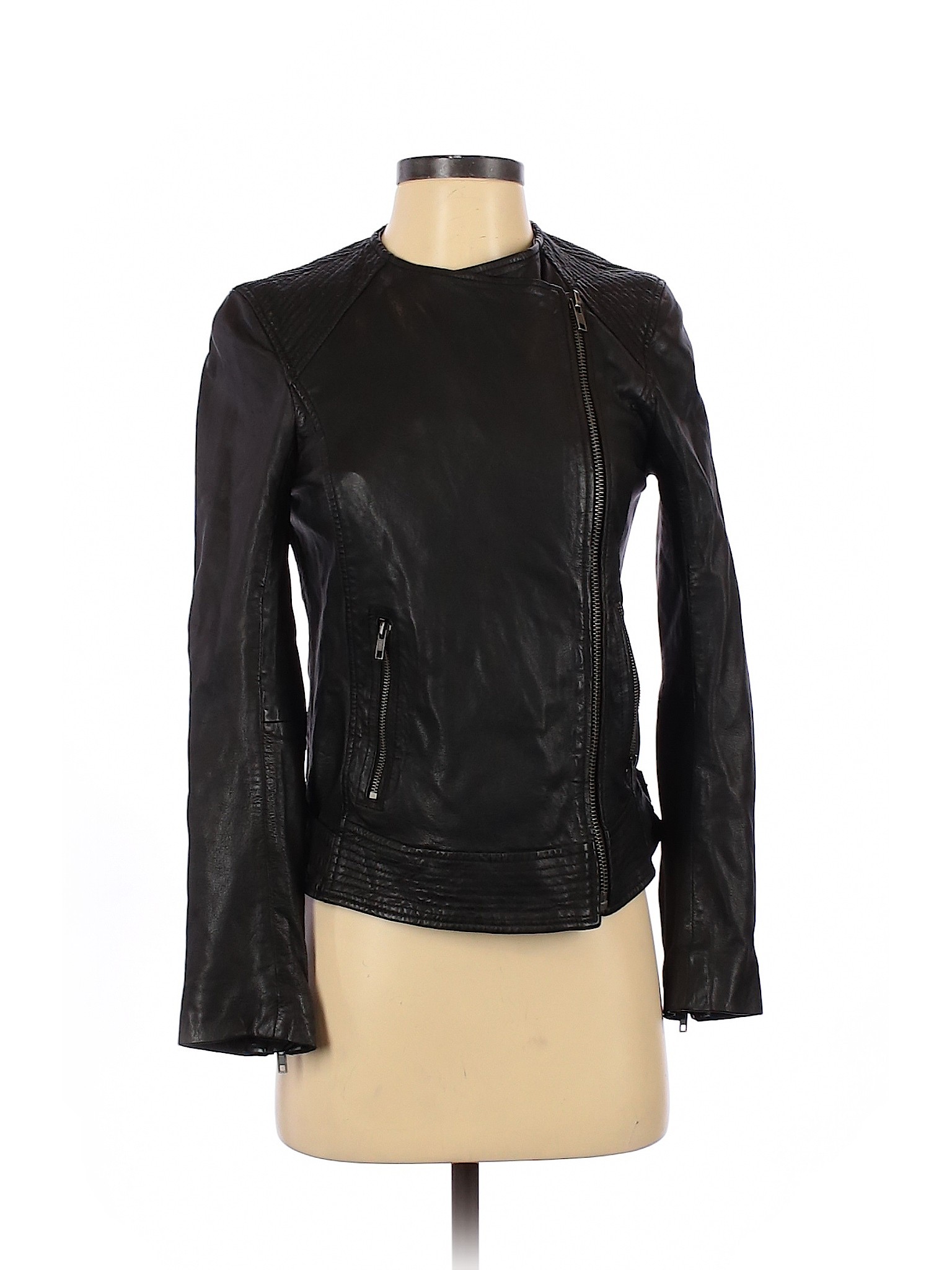 Lucky Brand Women Black Leather Jacket XS | eBay