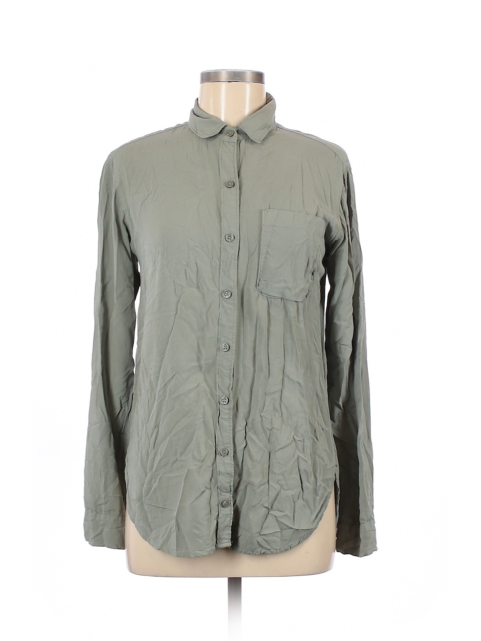Abercrombie & Fitch Women Gray Long Sleeve Button-Down Shirt XS | eBay