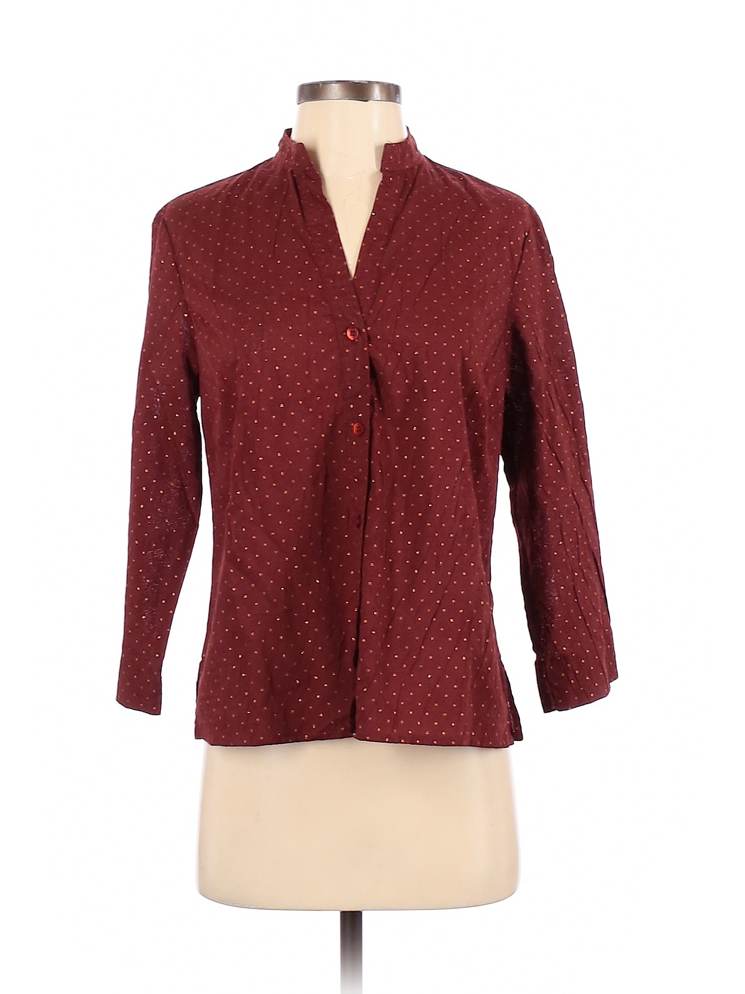 First Issue by Liz Claiborne Women Brown Long Sleeve Button-Down Shirt ...