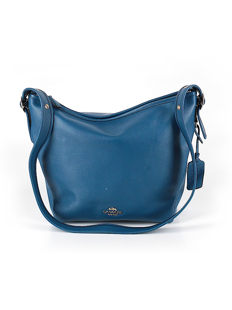 Coach 100 Leather Solid Teal Blue Leather Crossbody Bag One Size 76