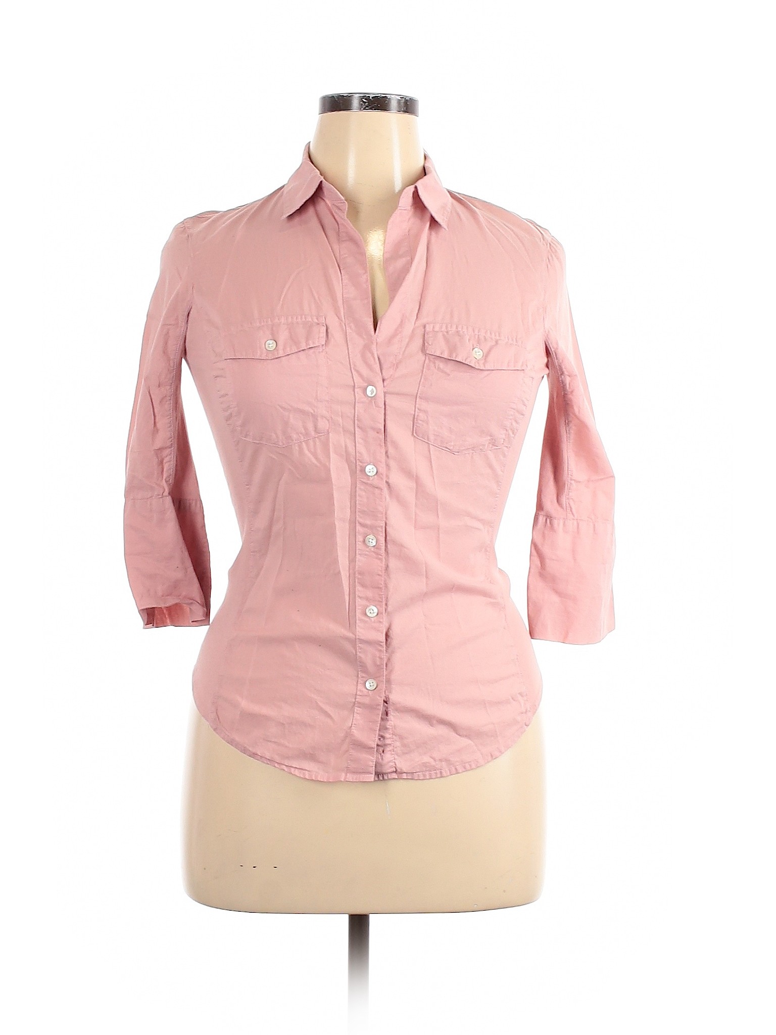 James Perse Women Pink 3/4 Sleeve Button-Down Shirt L | eBay