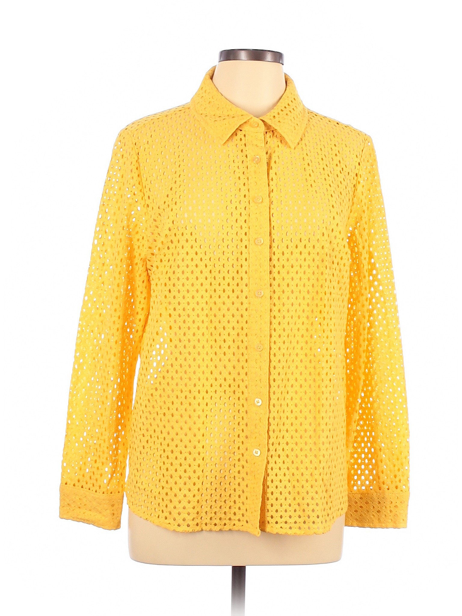 Dandco Yellow Long Sleeve Button Down Shirt Size L 55 Off Thredup