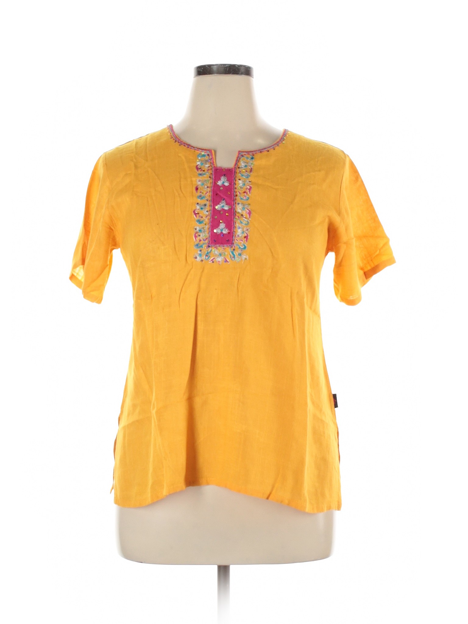 short sleeve yellow blouse