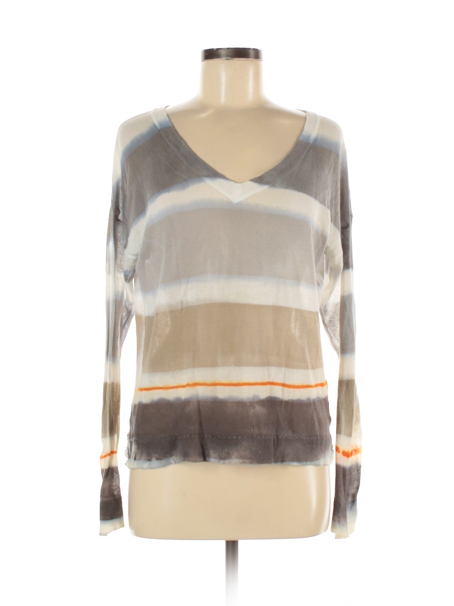 Marika Charles 100% Cotton Stripes Gray Long Sleeve Top Size Med (2 ...