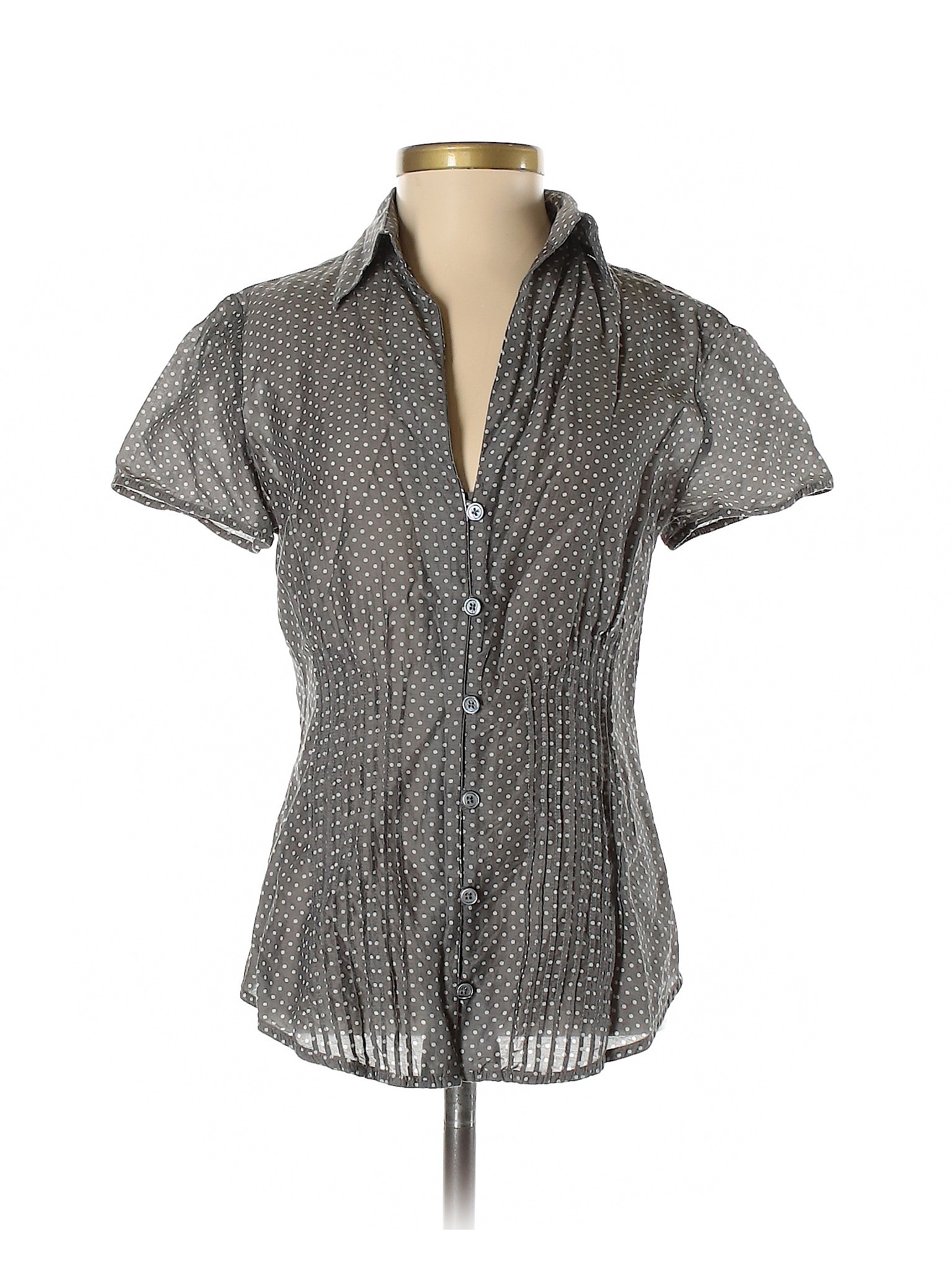 The Limited Women Gray Short Sleeve Button-Down Shirt XS | eBay