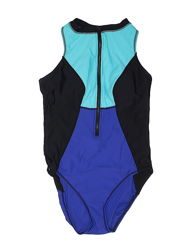 Aqua Green Solid Multi Color Blue One Piece Swimsuit Size L 34 off