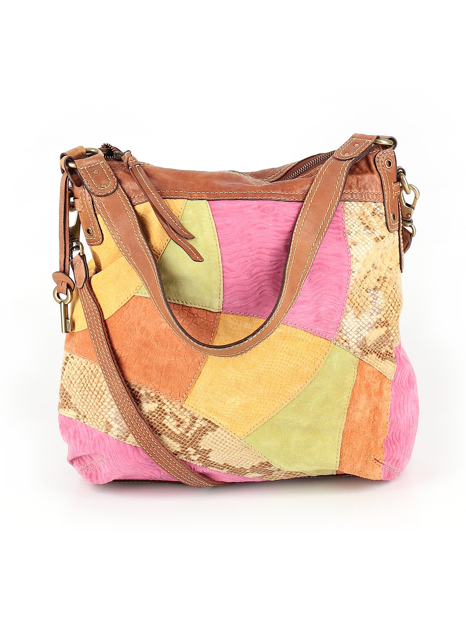 Womens Pink Leather Shoulder Bag