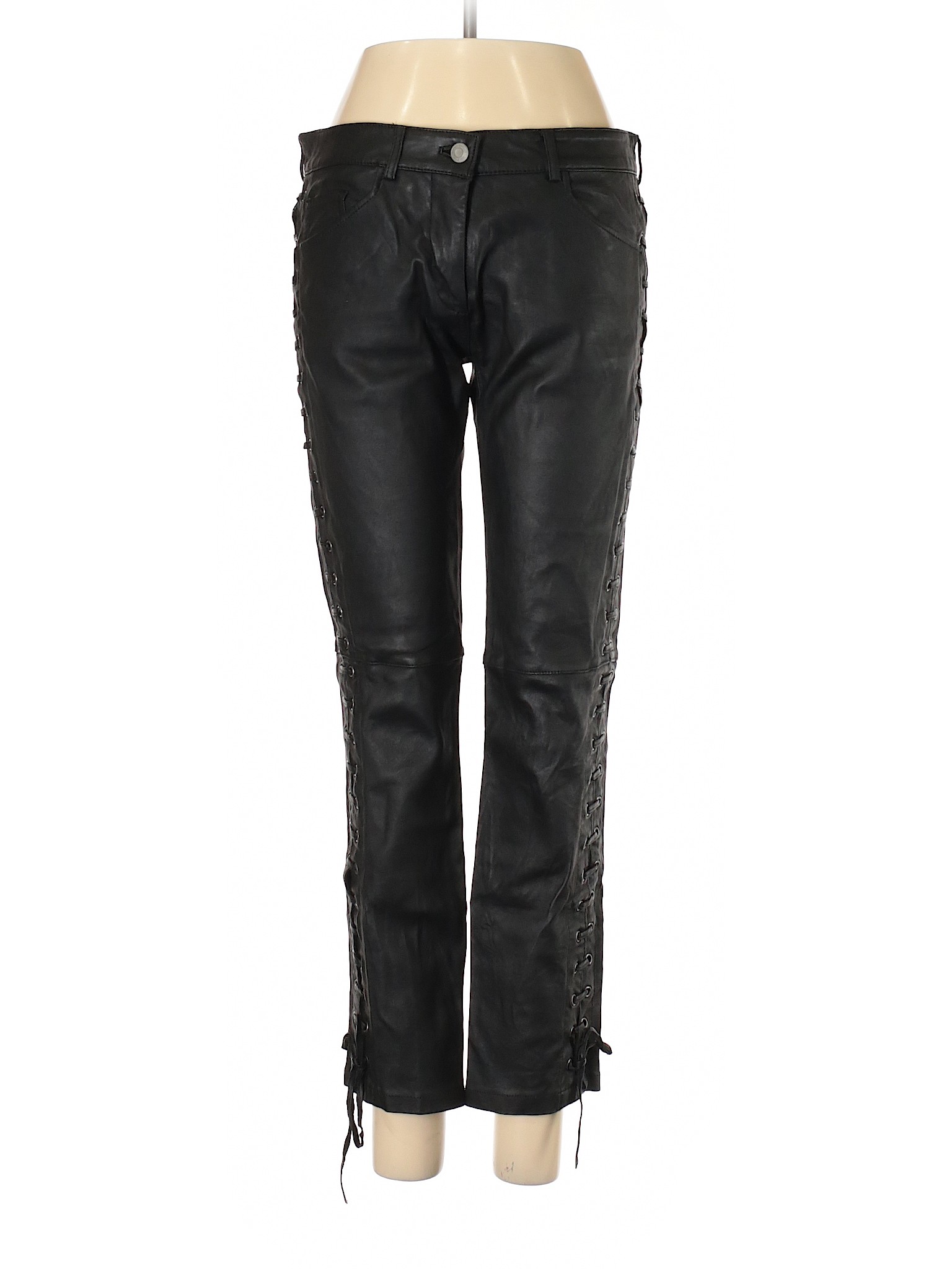 black leather pants womens