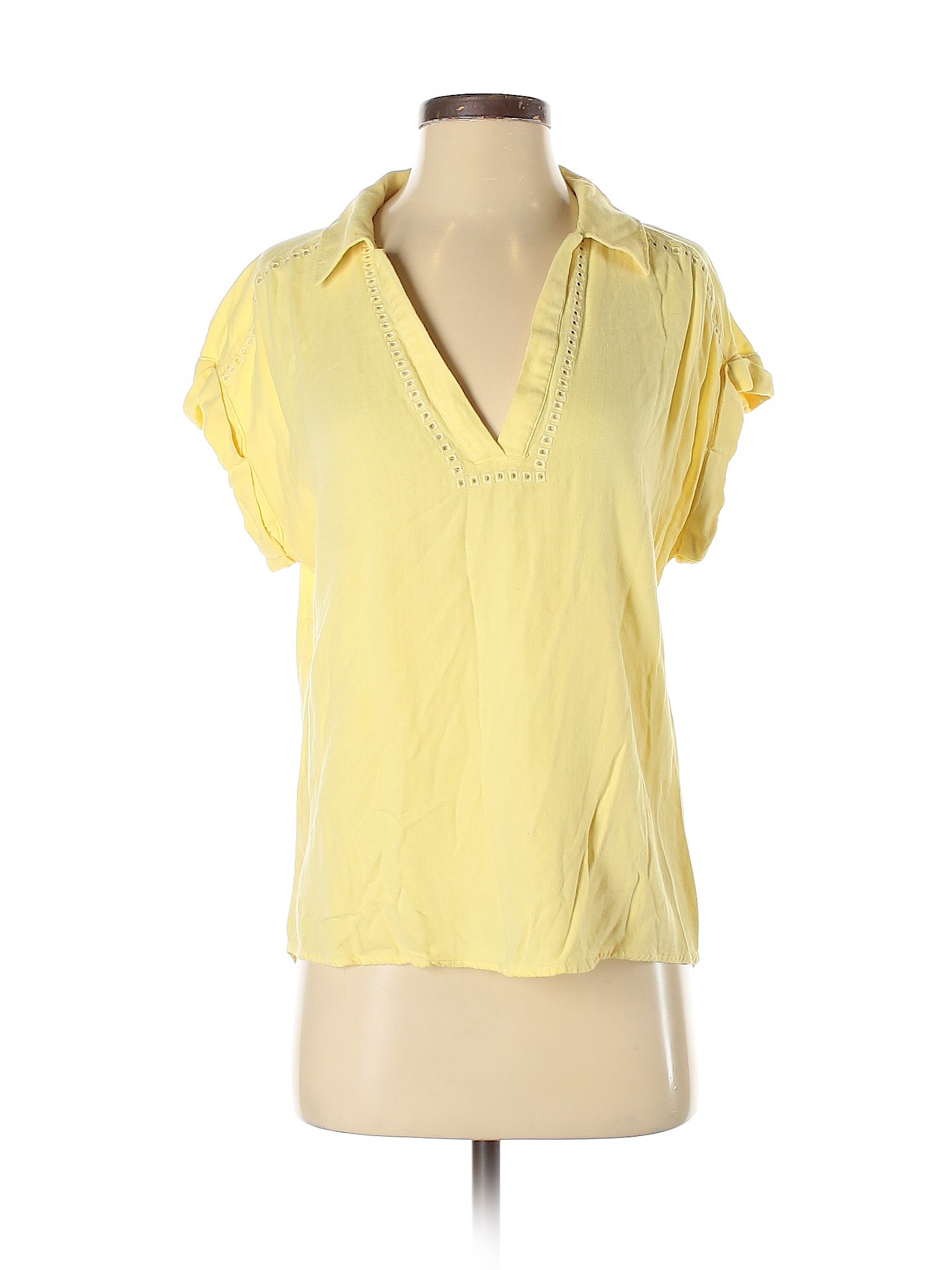 &.Layered Women Yellow Short Sleeve Blouse S | eBay