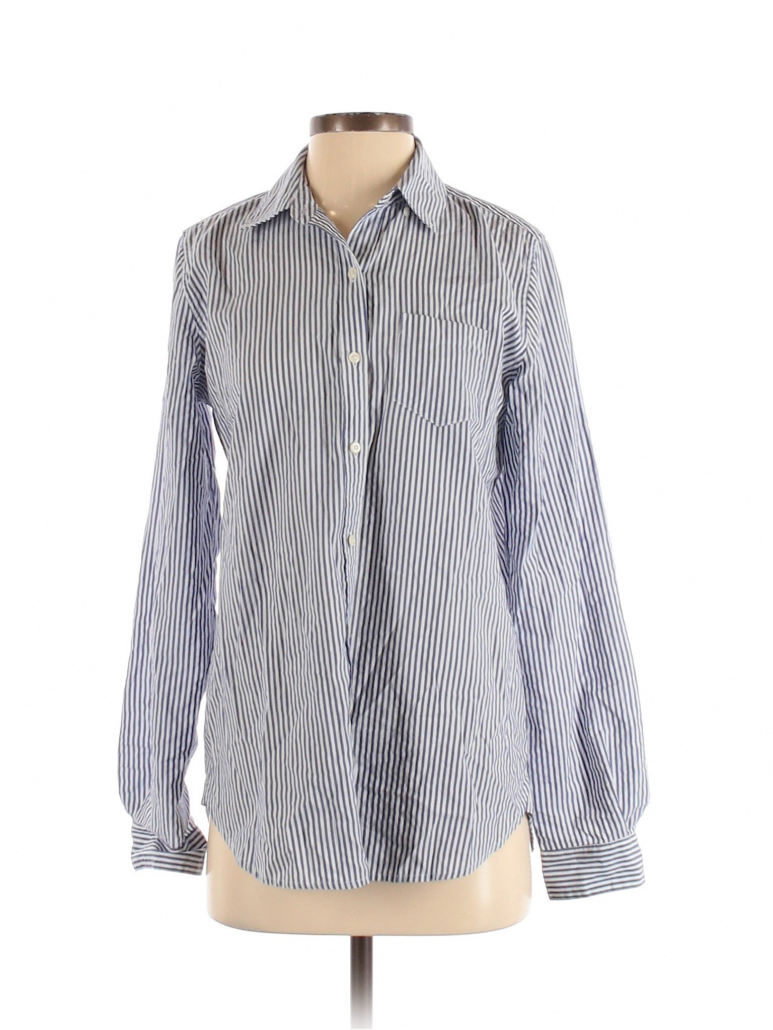 Birds of Paradis by Trovata Stripes Blue Long Sleeve Button-Down Shirt ...