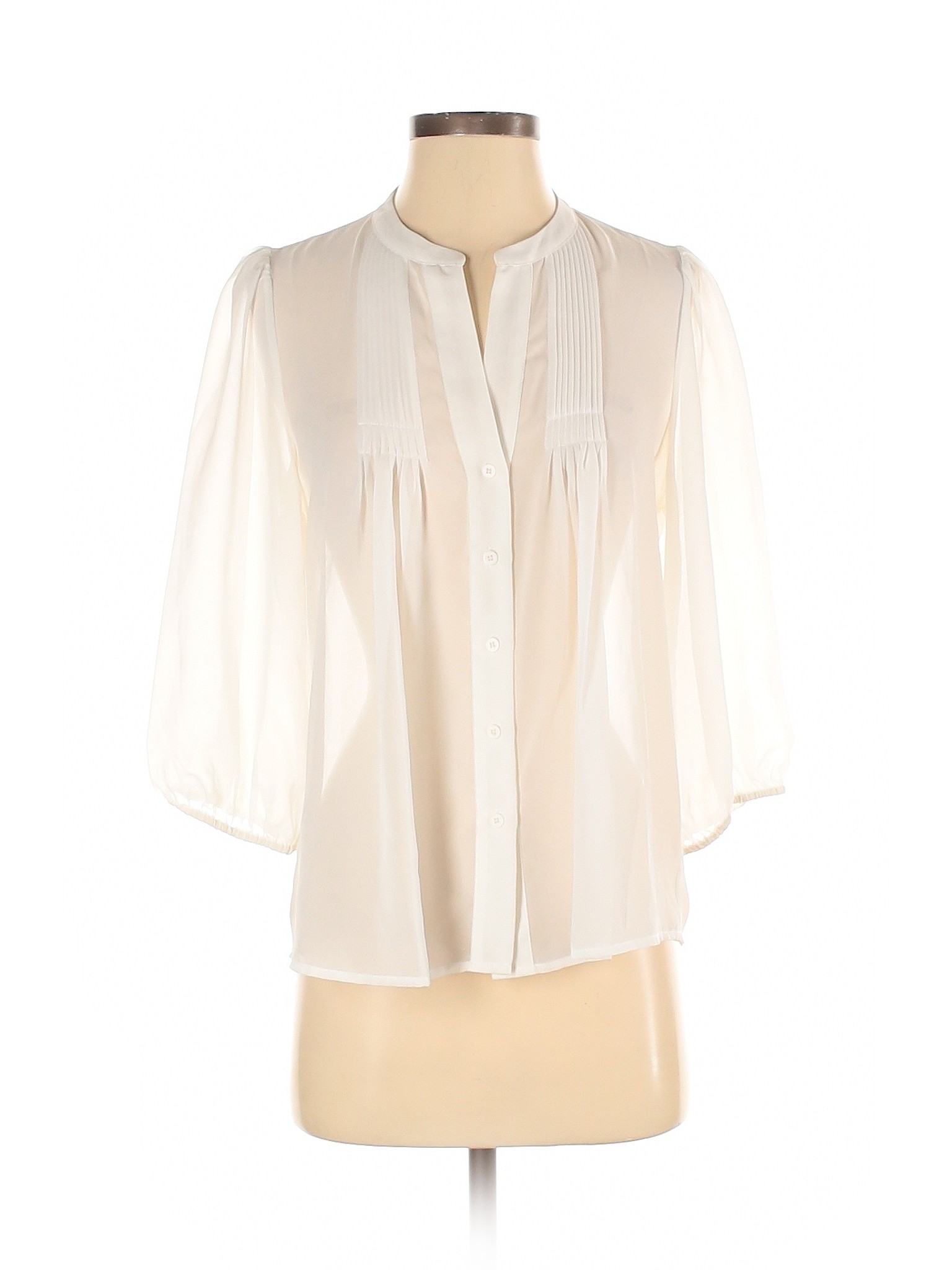 Aqua Women Ivory 3/4 Sleeve Button-Down Shirt S | eBay