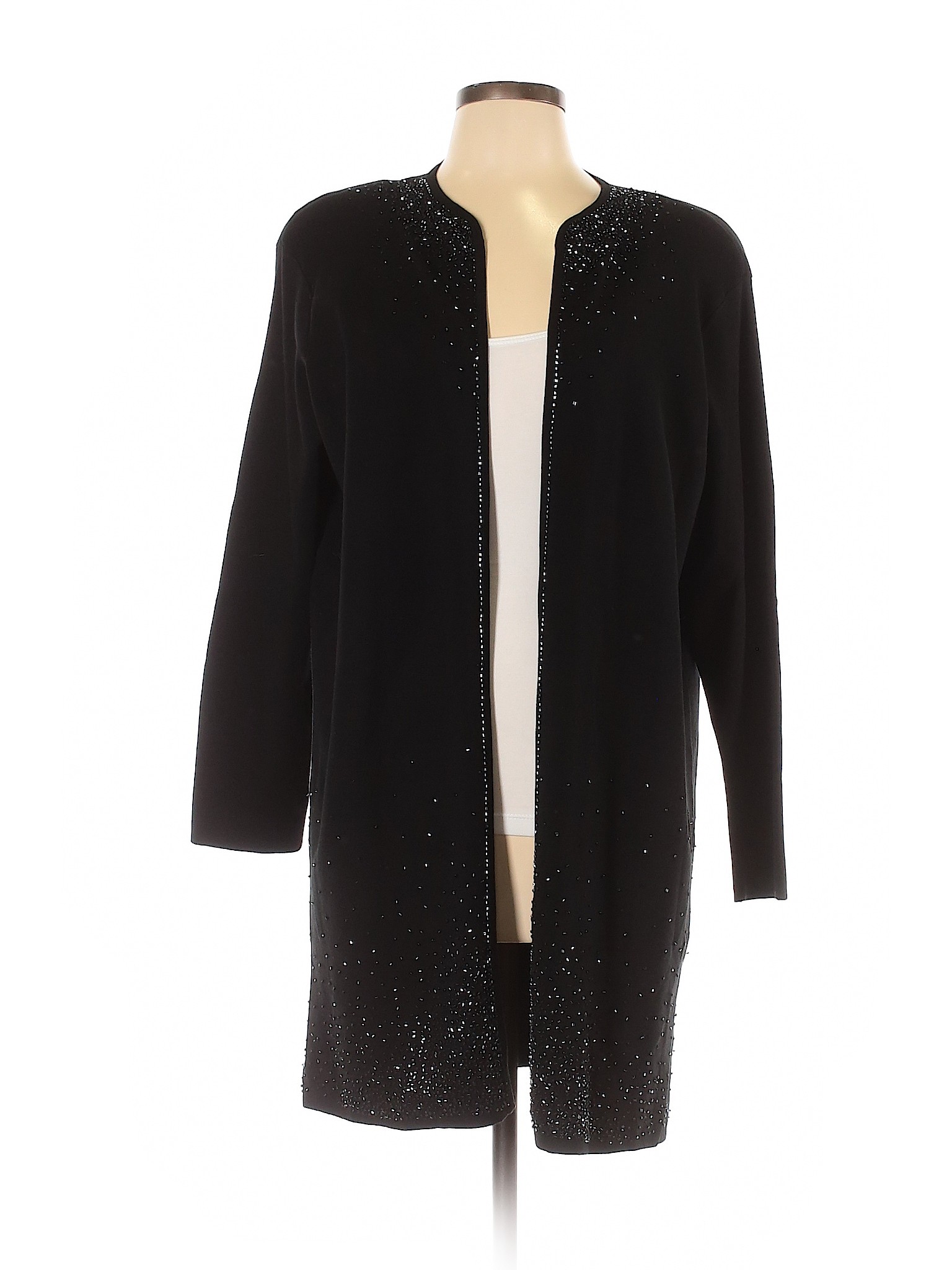 Elisabeth Women Black Silk Cardigan 1 Petites | eBay