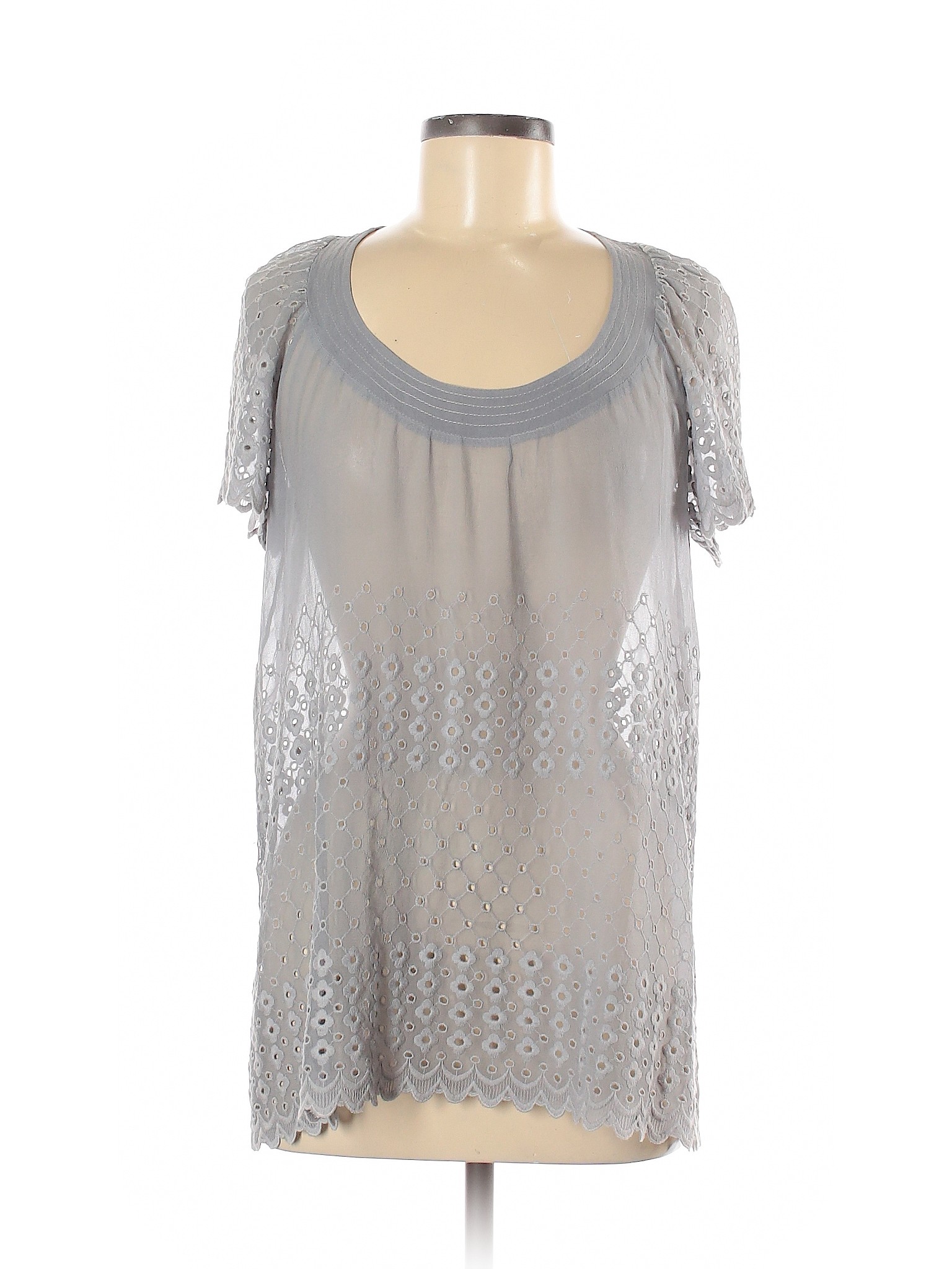 Sandro Women Gray Short Sleeve Silk Top M | eBay