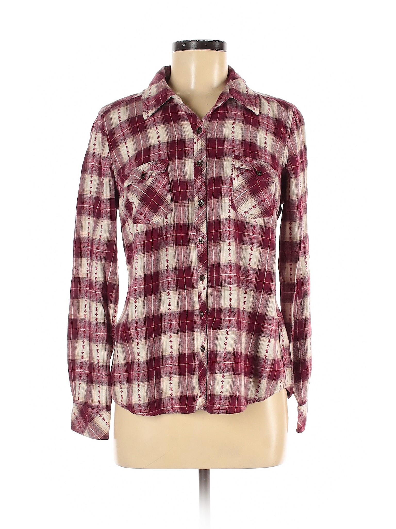 SONOMA life + style Women Red Long Sleeve Button-Down Shirt M | eBay