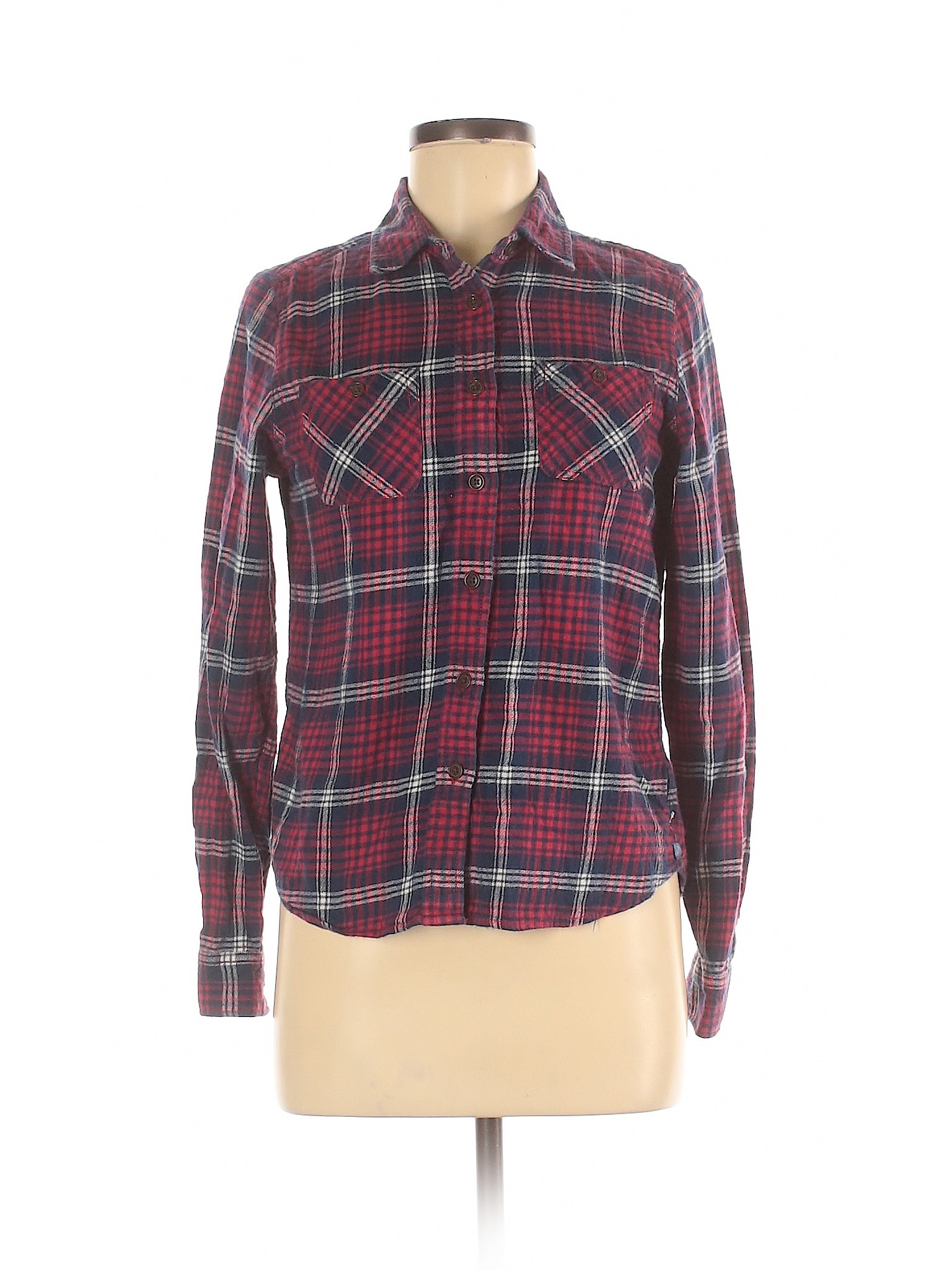 American Eagle Outfitters Women Red Long Sleeve Button-Down Shirt 8 | eBay