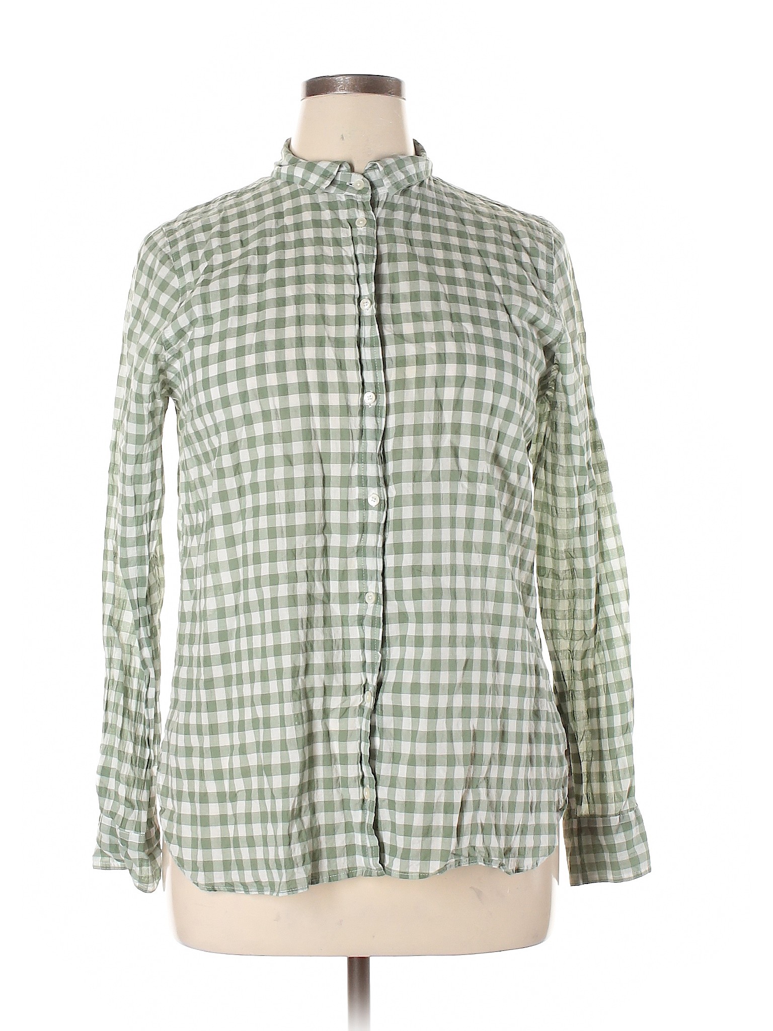 J.Crew Women Green Long Sleeve Button-Down Shirt 14 | eBay