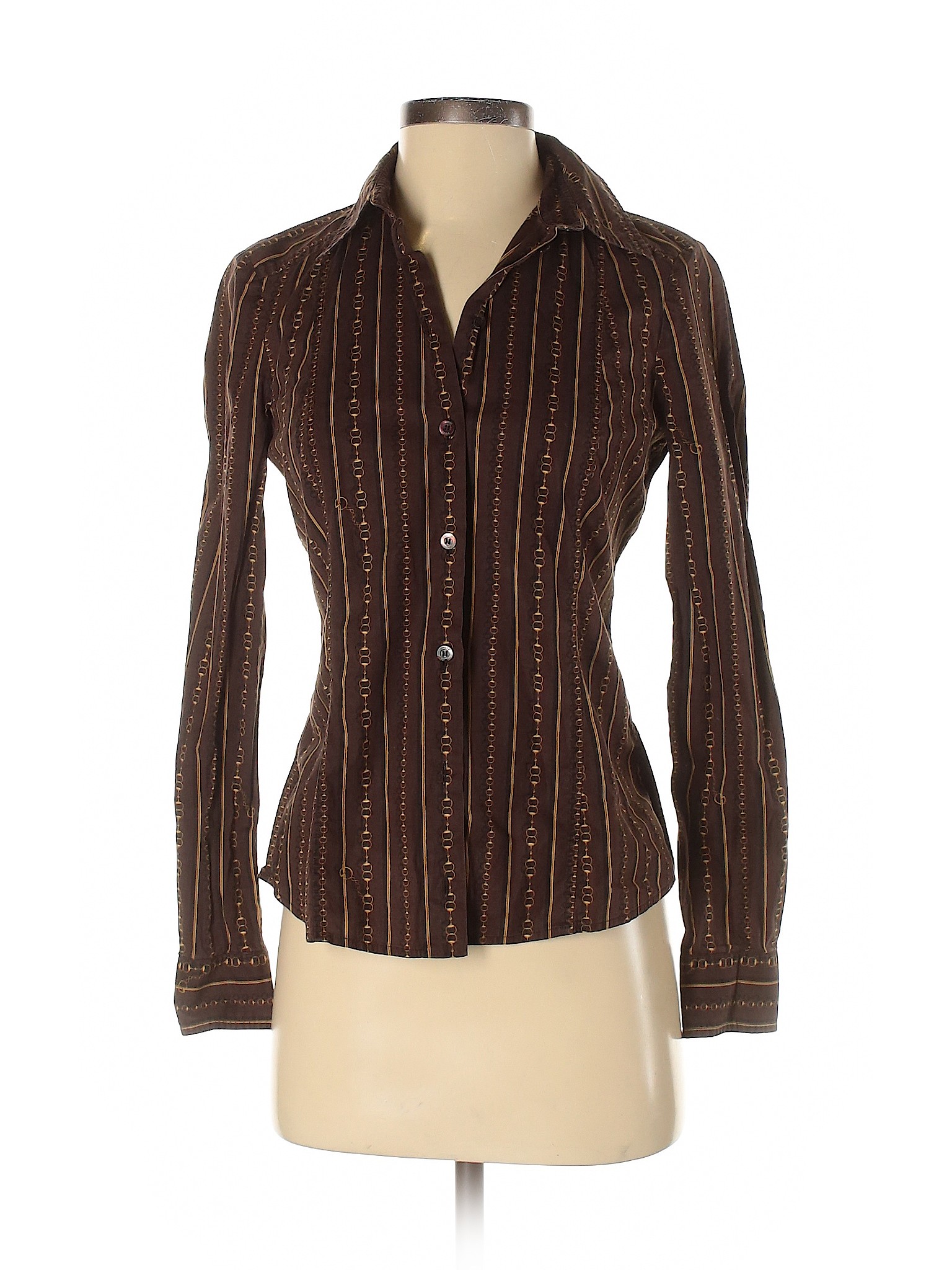 Gucci Women Brown Long Sleeve Button-Down Shirt 40 italian | eBay