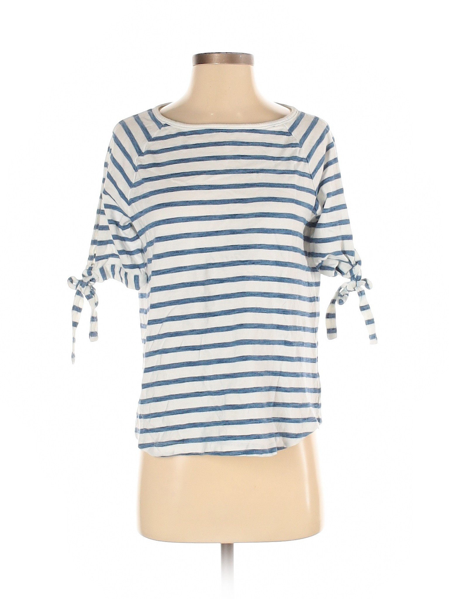 Jane and Delancey 100% Cotton Stripes White Blue Short Sleeve Top Size ...