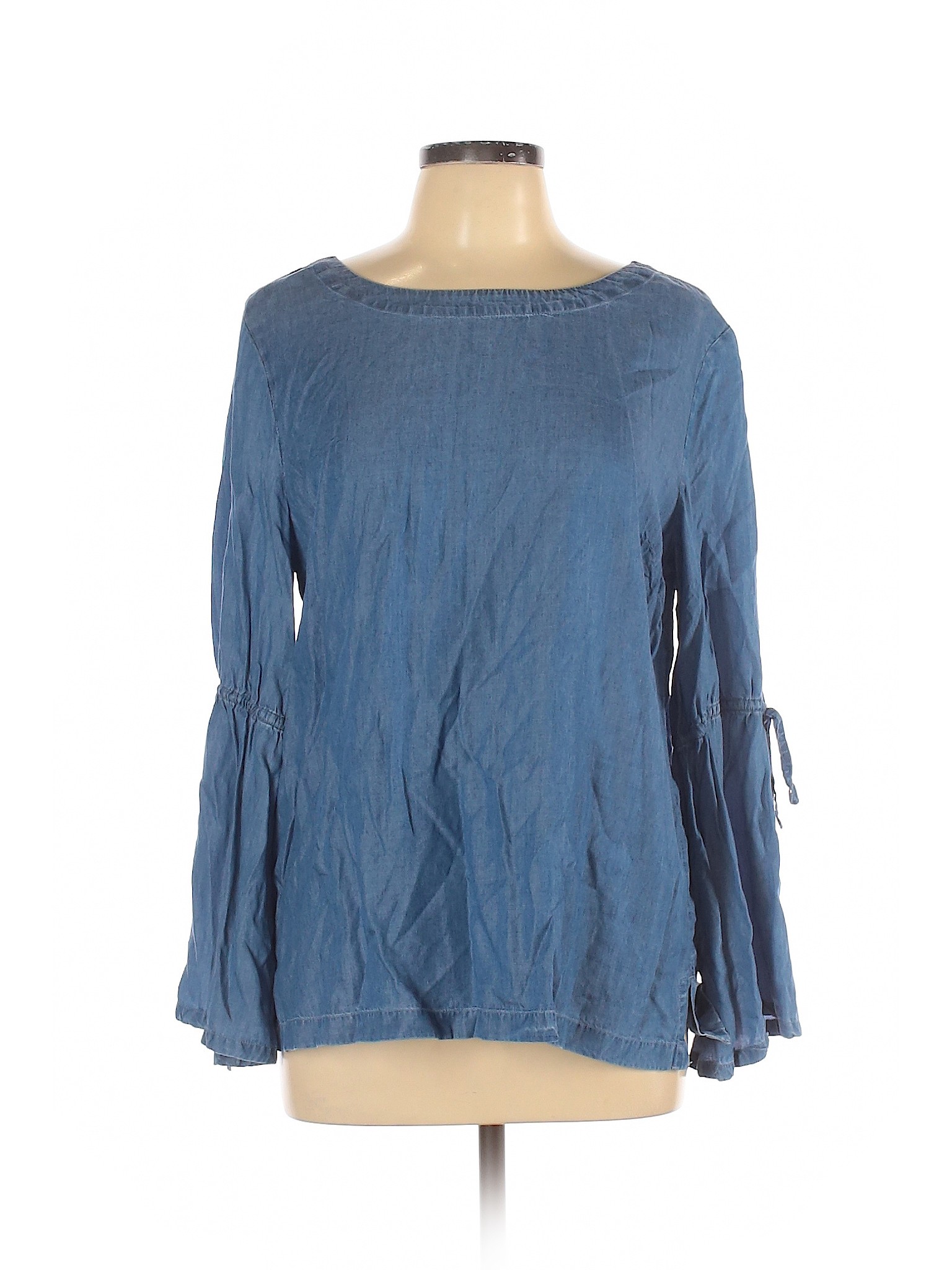 Ann Taylor LOFT Women Blue Long Sleeve Blouse L | eBay