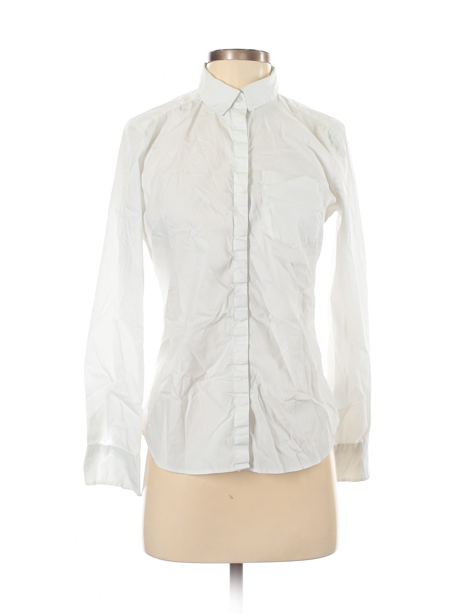 H&M Women White Long Sleeve Button-Down Shirt 4 | eBay