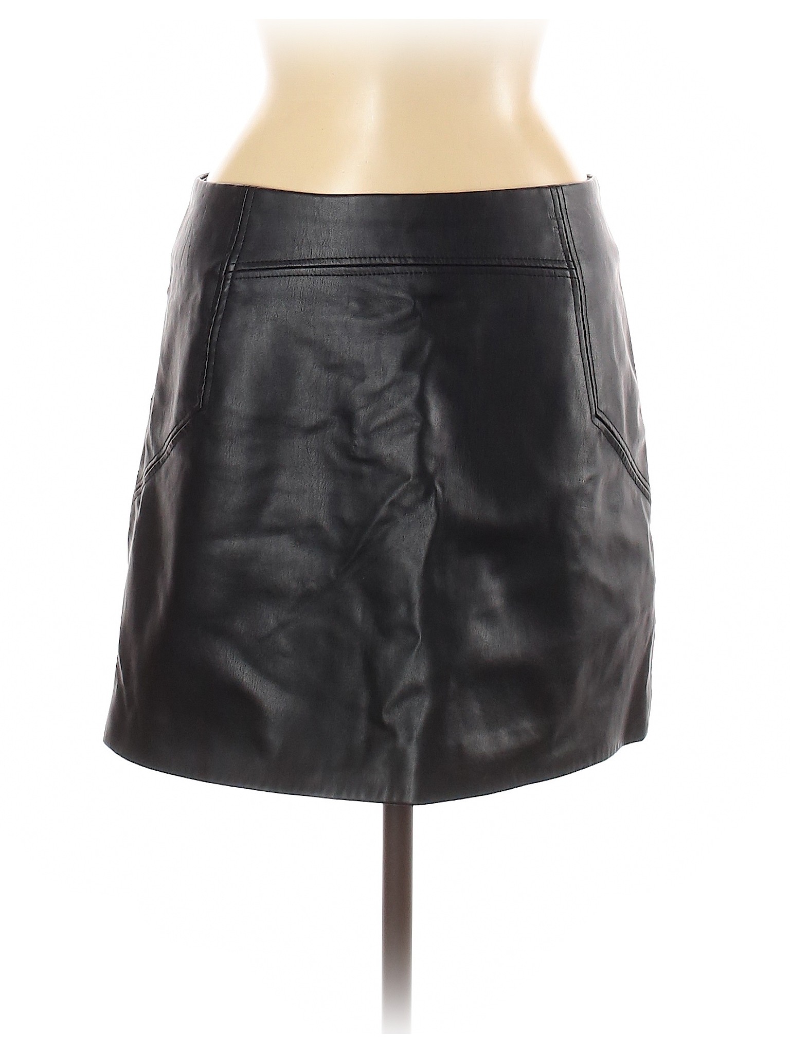 H&M Women Black Faux Leather Skirt 8 | eBay