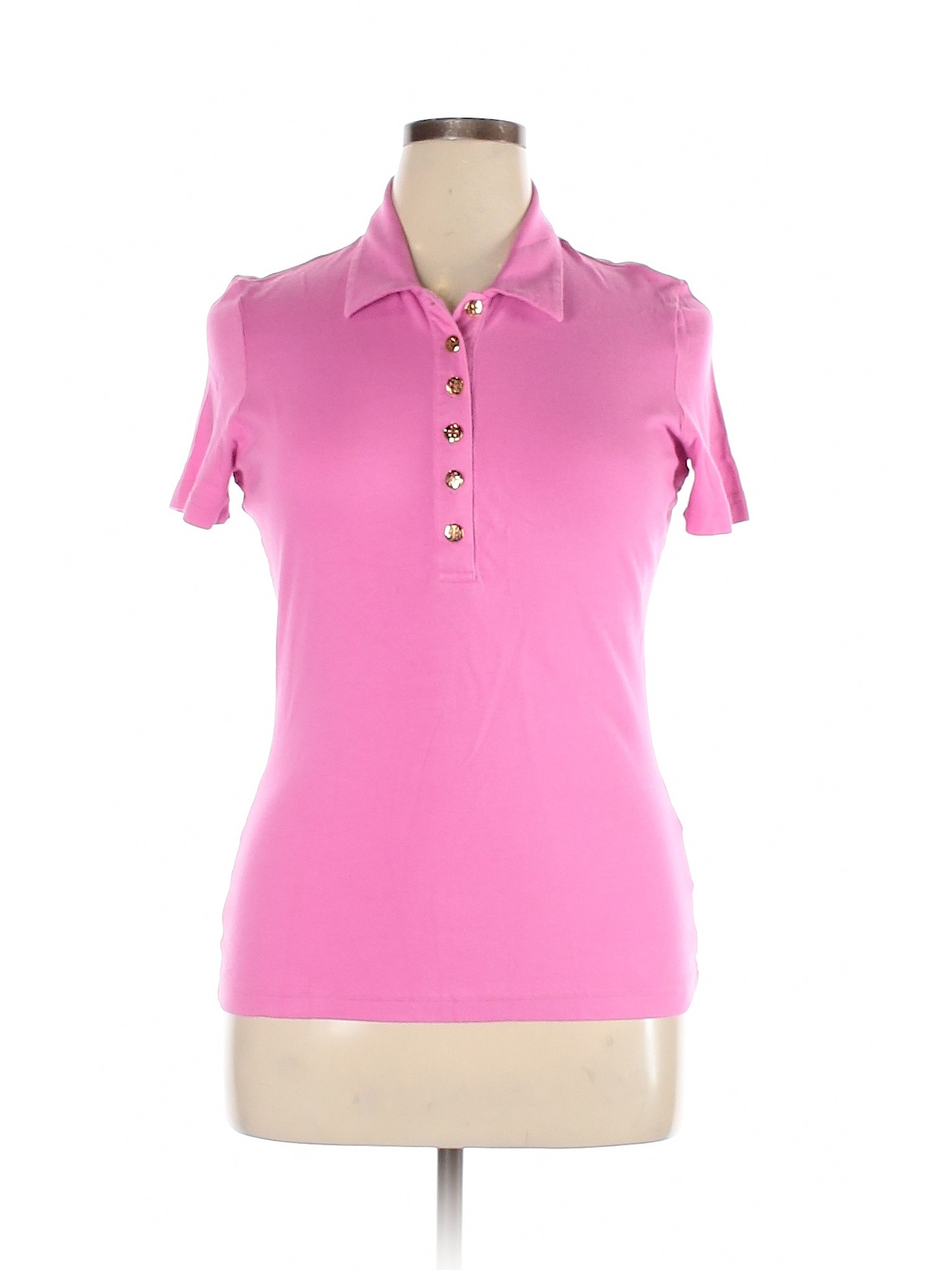 Tory Burch Solid Pink Short Sleeve Polo Size XL - 72% off | thredUP