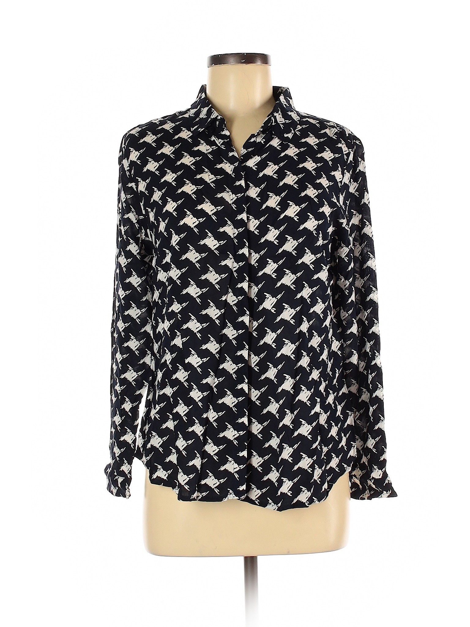 Liz Claiborne Women Black Long Sleeve Button-Down Shirt M Petites | eBay