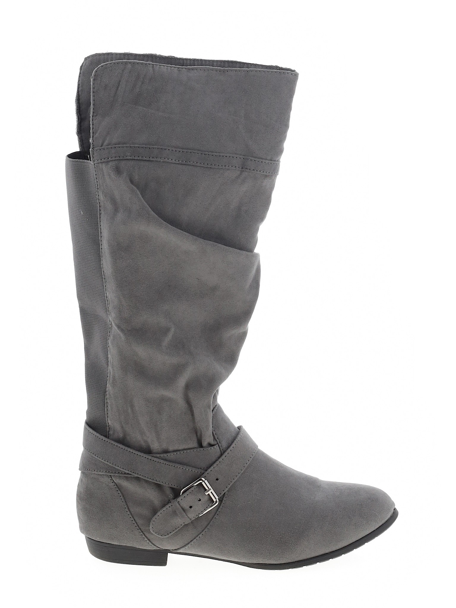 rampage women's islet motorcycle buckle mid calf low heel boot