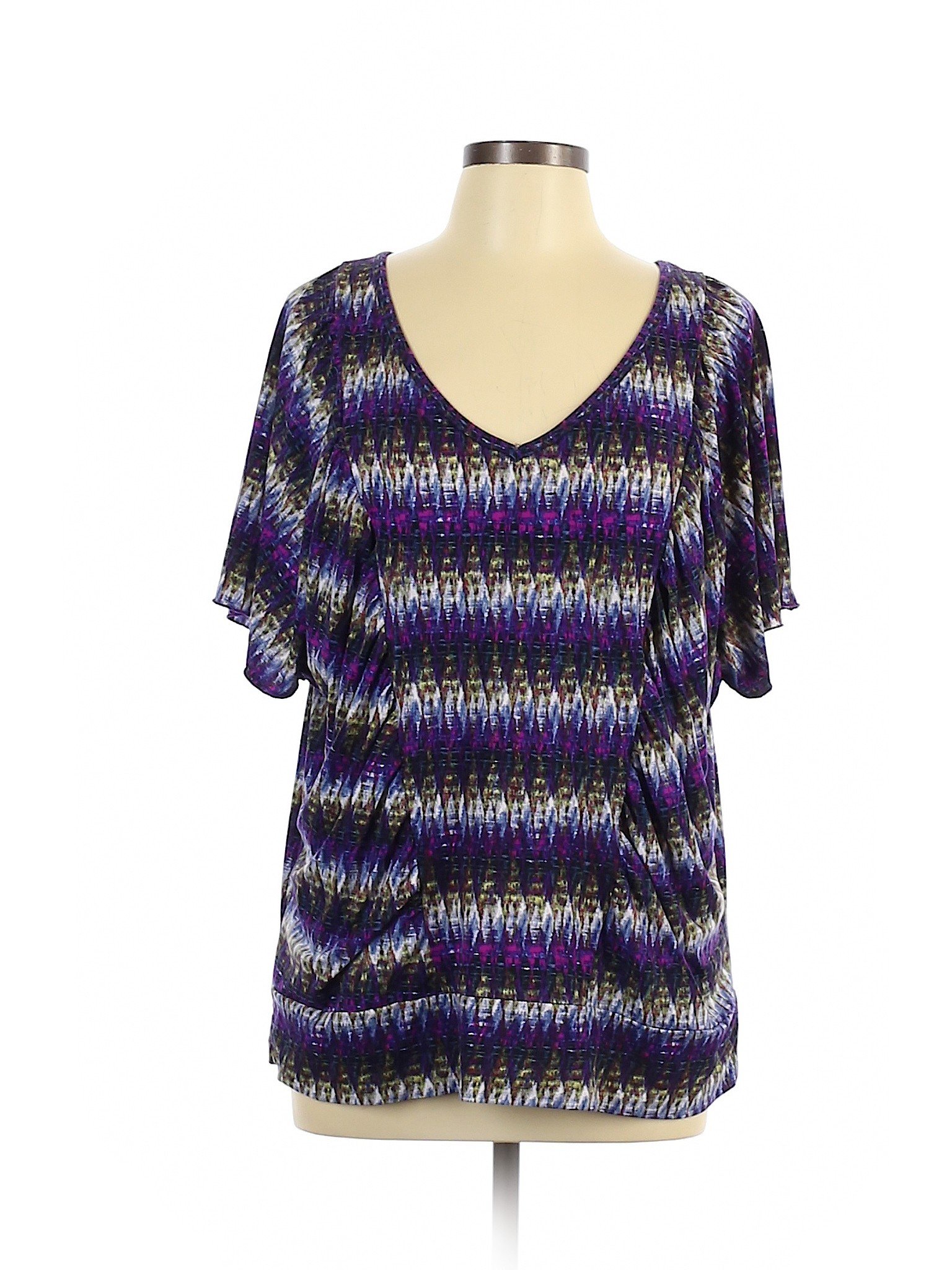 I.N. Studio Women Purple Short Sleeve Blouse L | eBay
