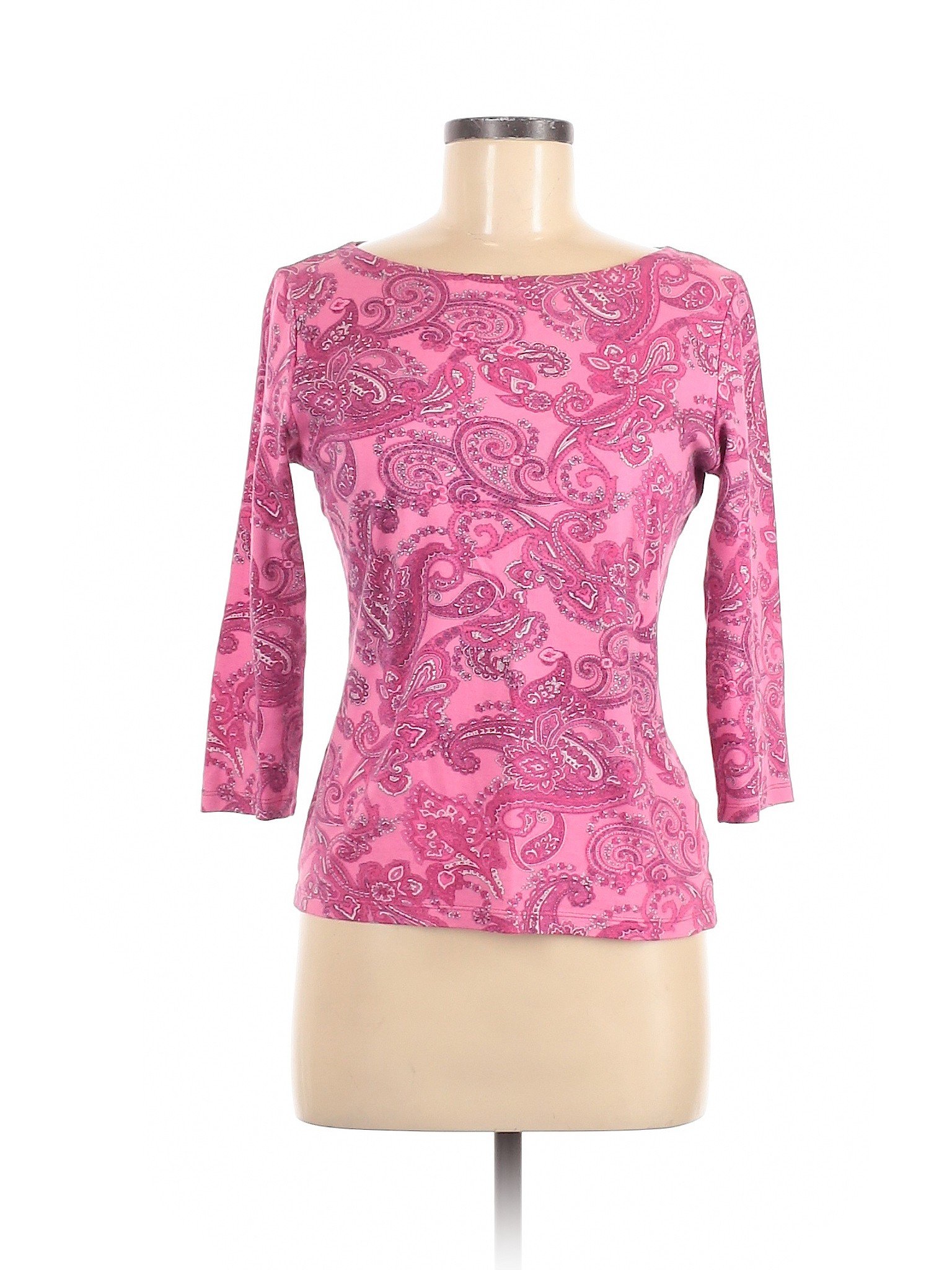 Jones New York Signature Women Pink 3/4 Sleeve T-Shirt S | eBay