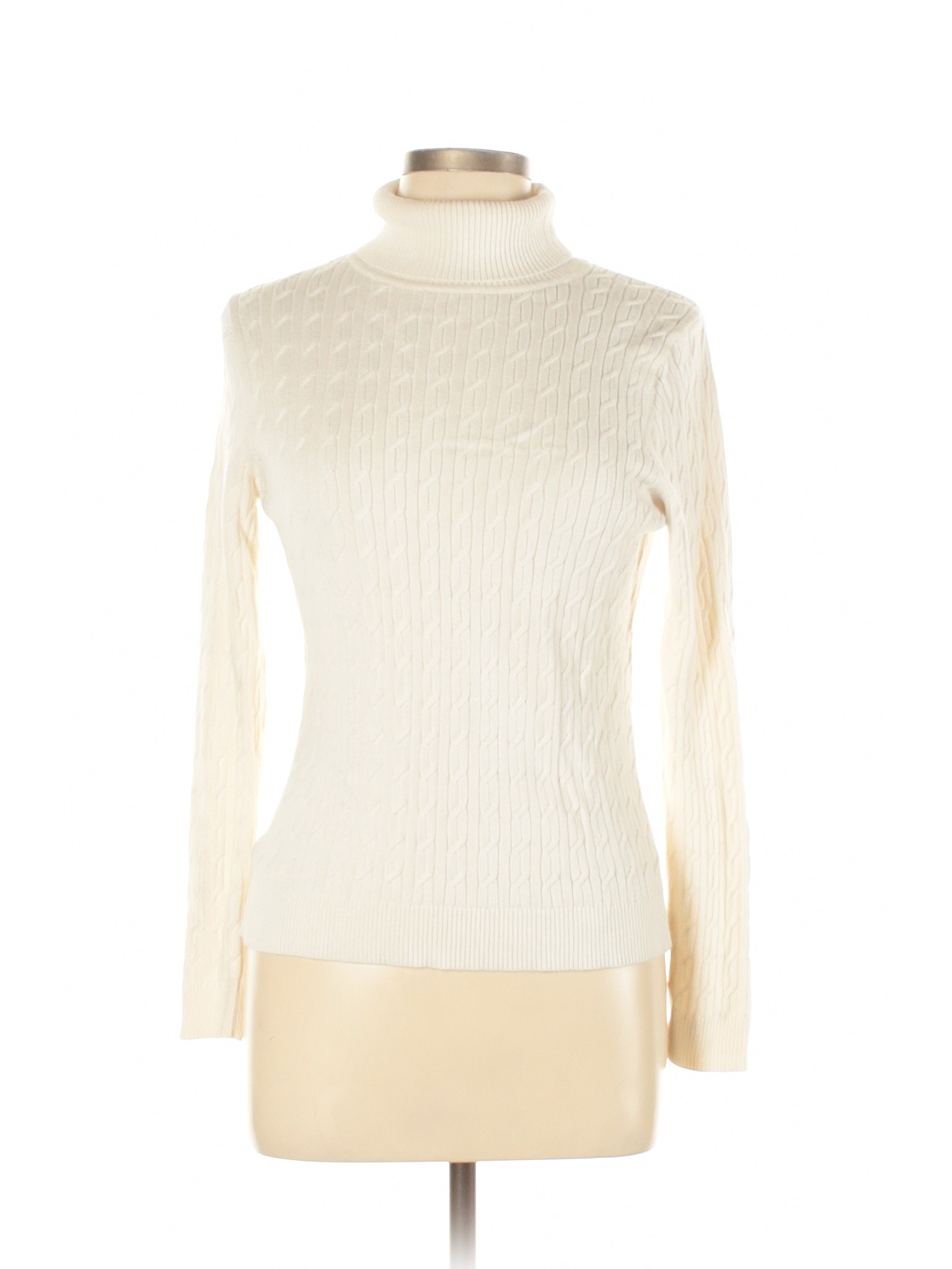 Talbots Women Ivory Turtleneck Sweater L | eBay