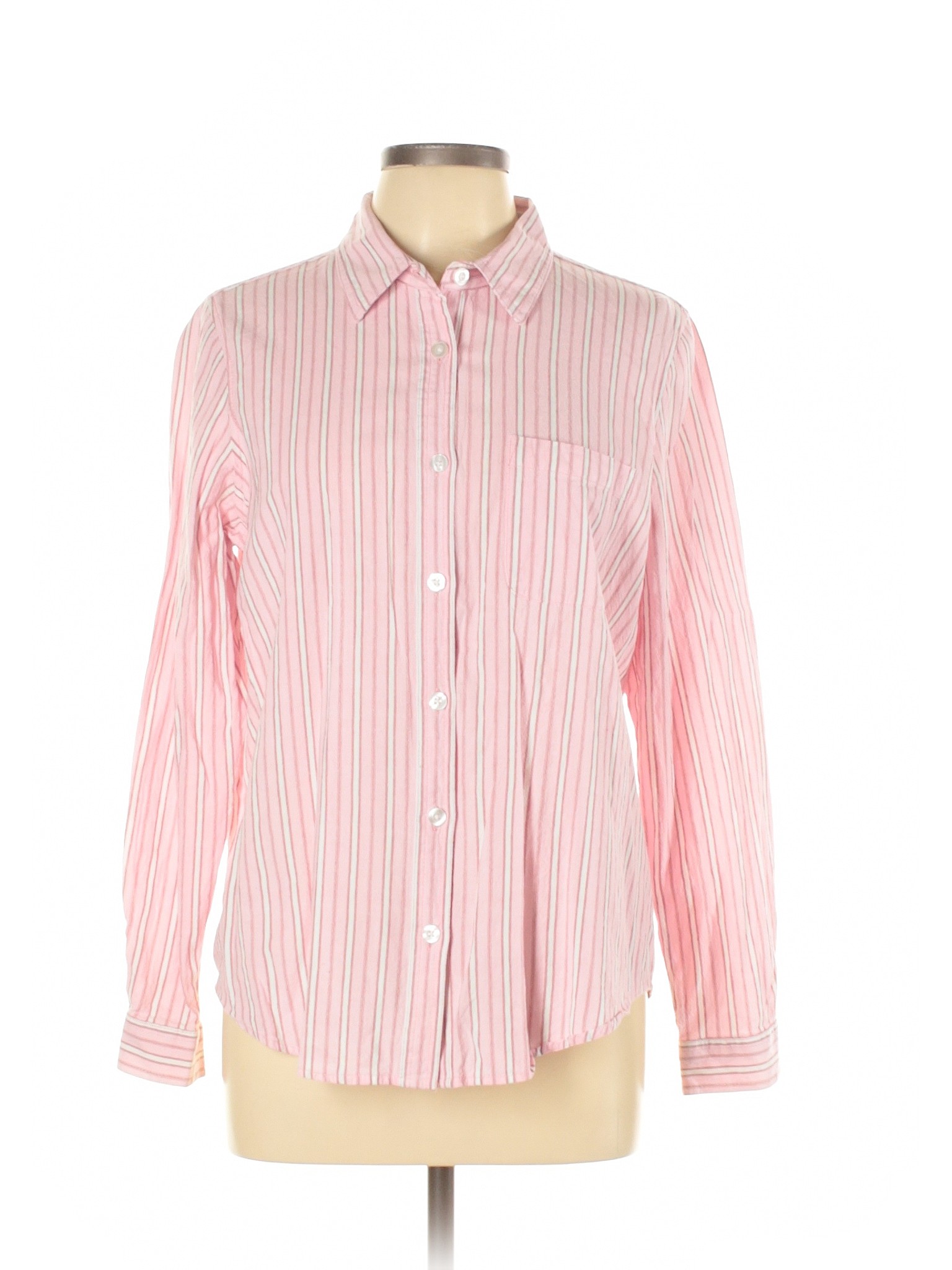 Blair Women Pink Long Sleeve Button-Down Shirt L | eBay