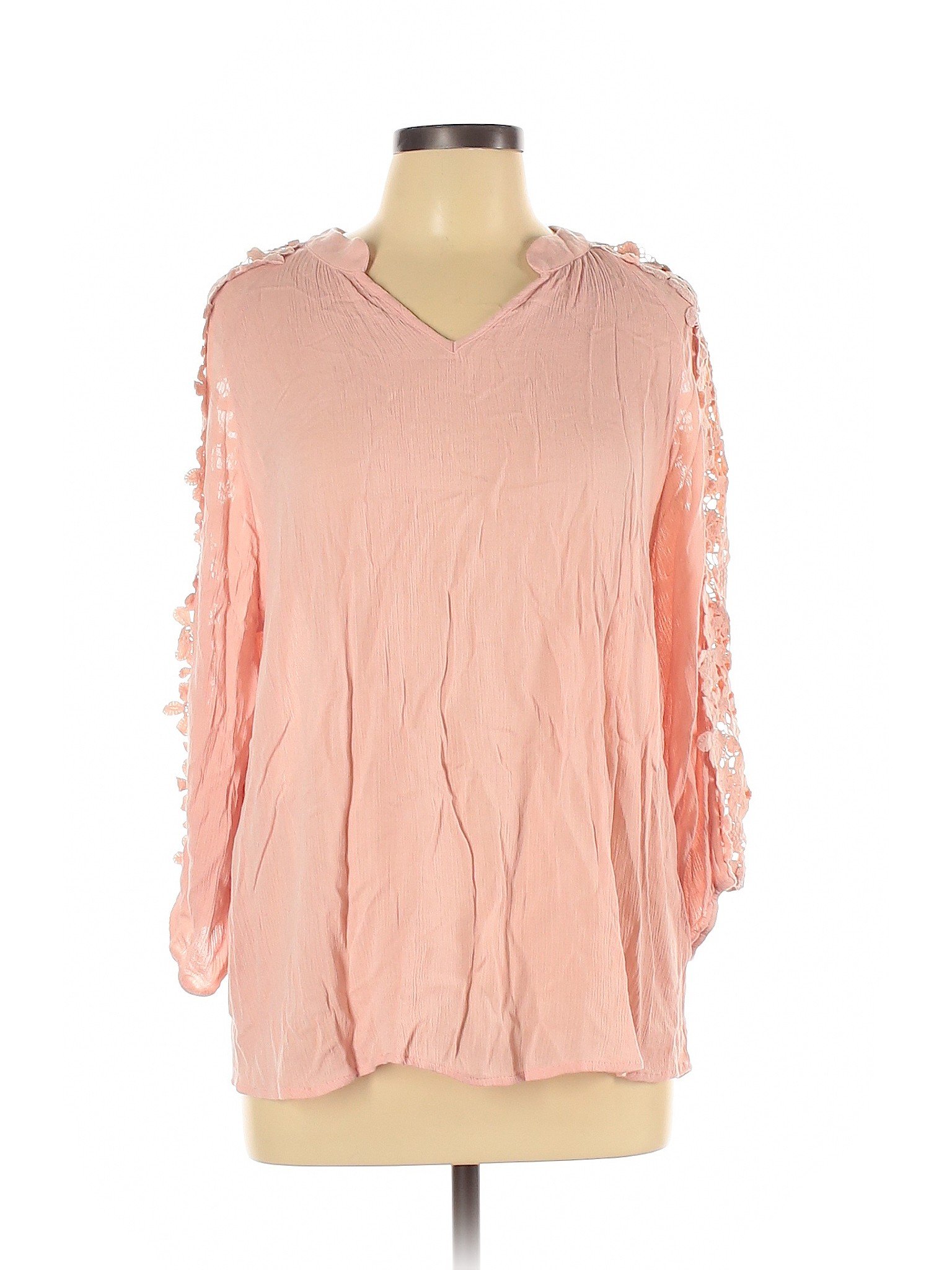 Davi & Dani Women Pink 3/4 Sleeve Blouse L | eBay