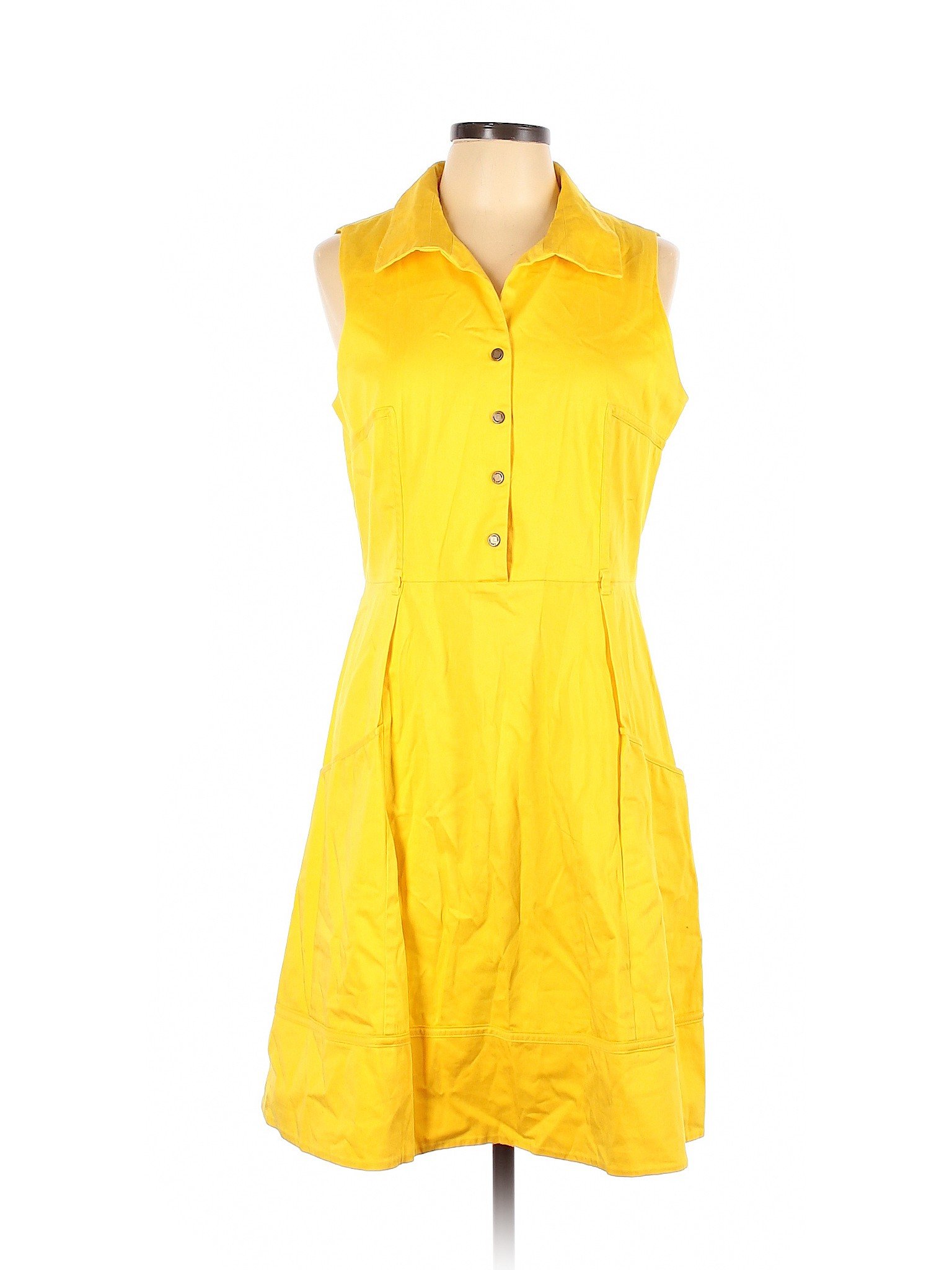 Calvin Klein Women Yellow Casual Dress 12 | eBay