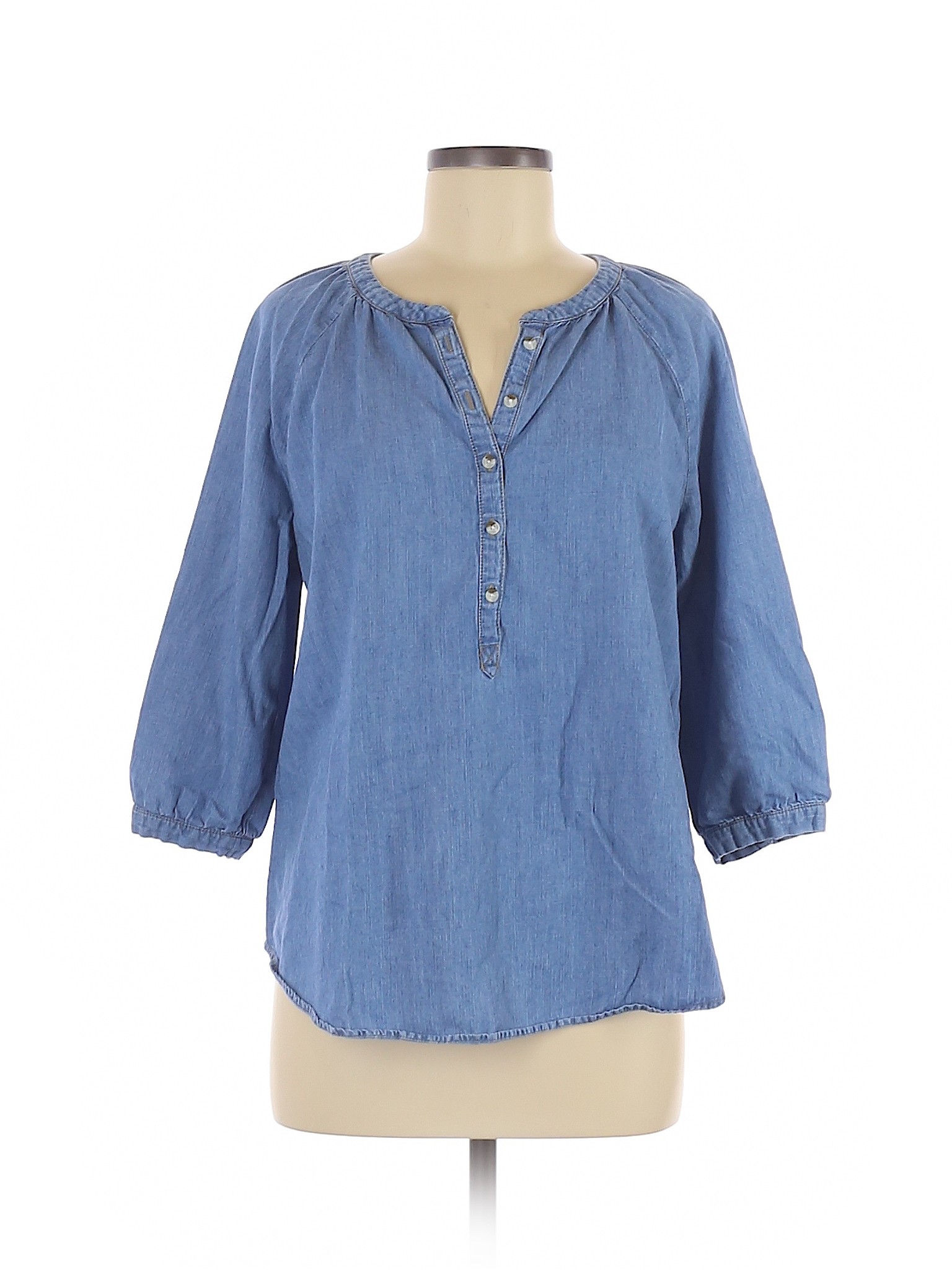 SONOMA life + style Women Blue 3/4 Sleeve Blouse M | eBay