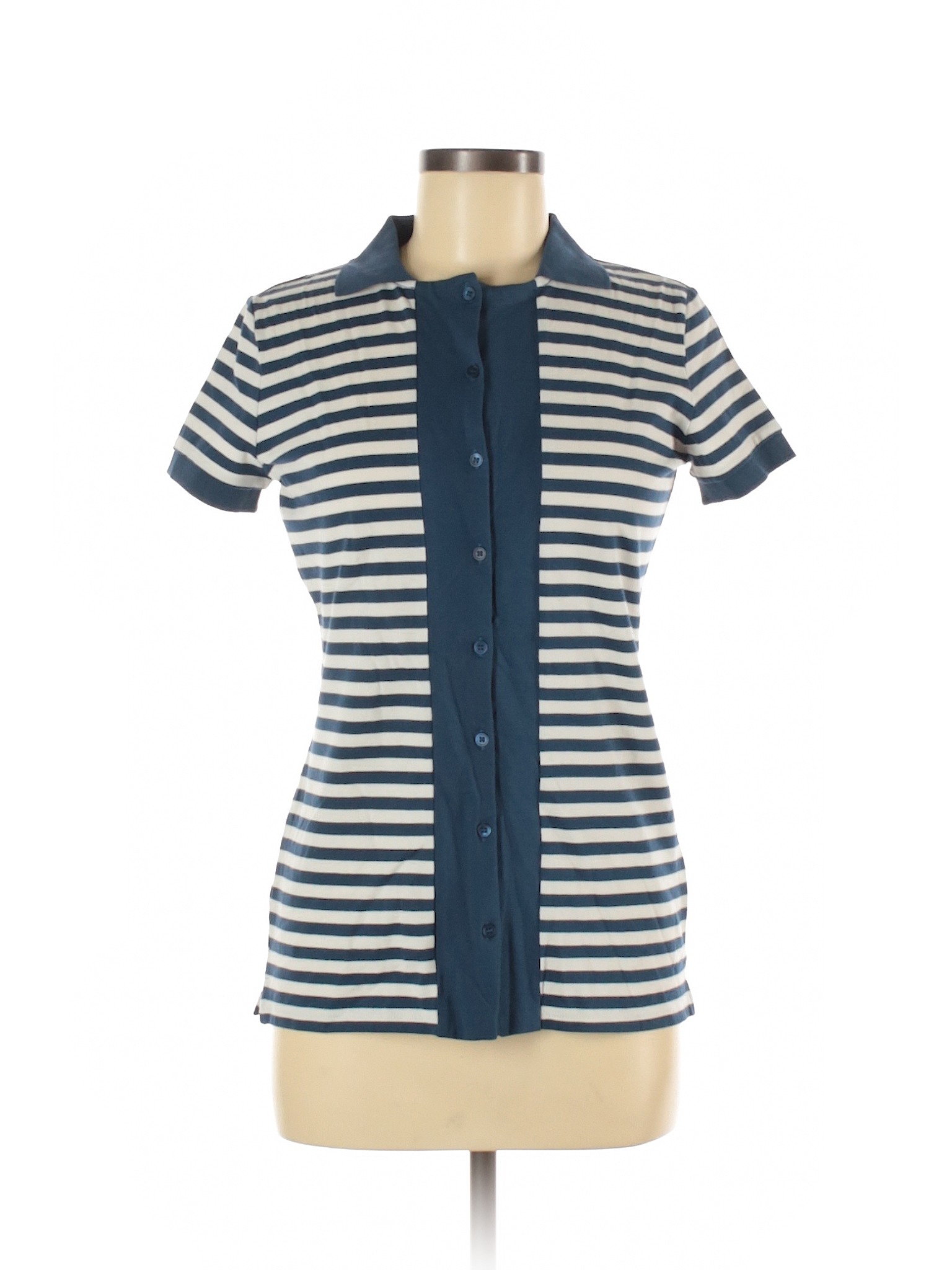 'S Max Mara Stripes Blue Short Sleeve Button-Down Shirt Size M - 82% ...