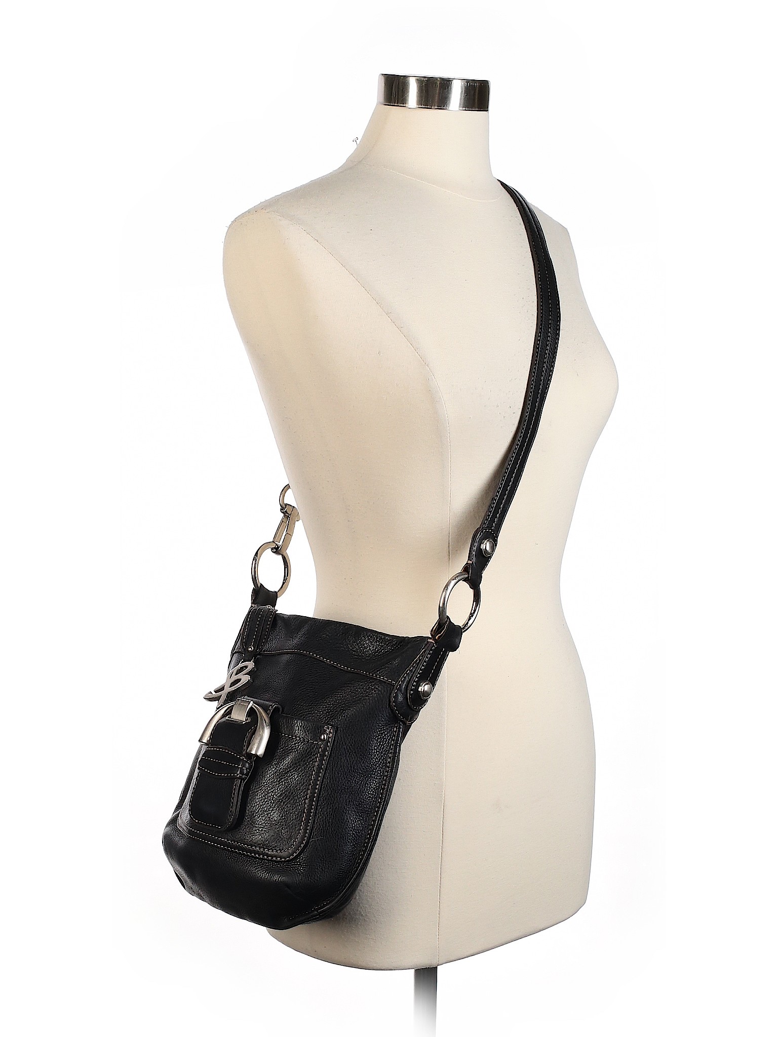 B Makowsky Women Black Leather Crossbody Bag One Size | eBay
